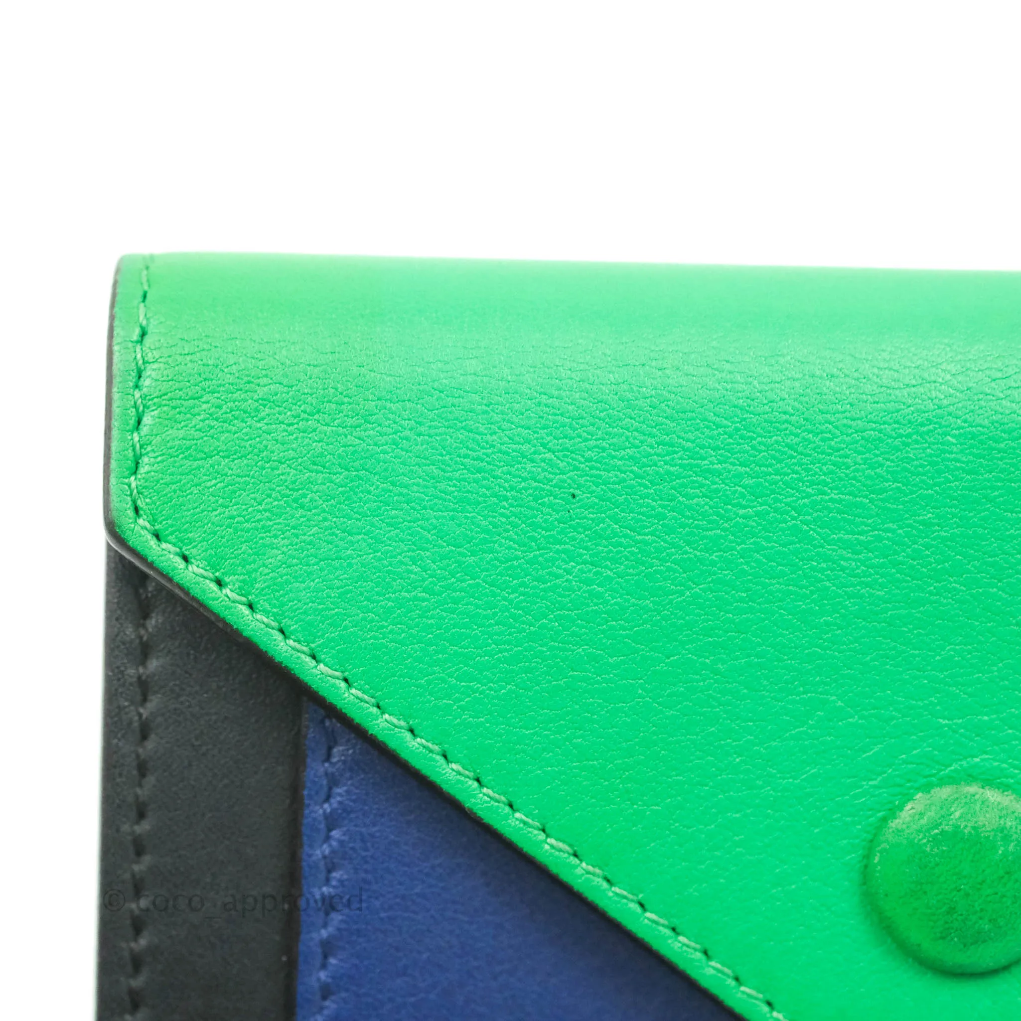 Celine Pocket Card Holder Green/Navy/Black