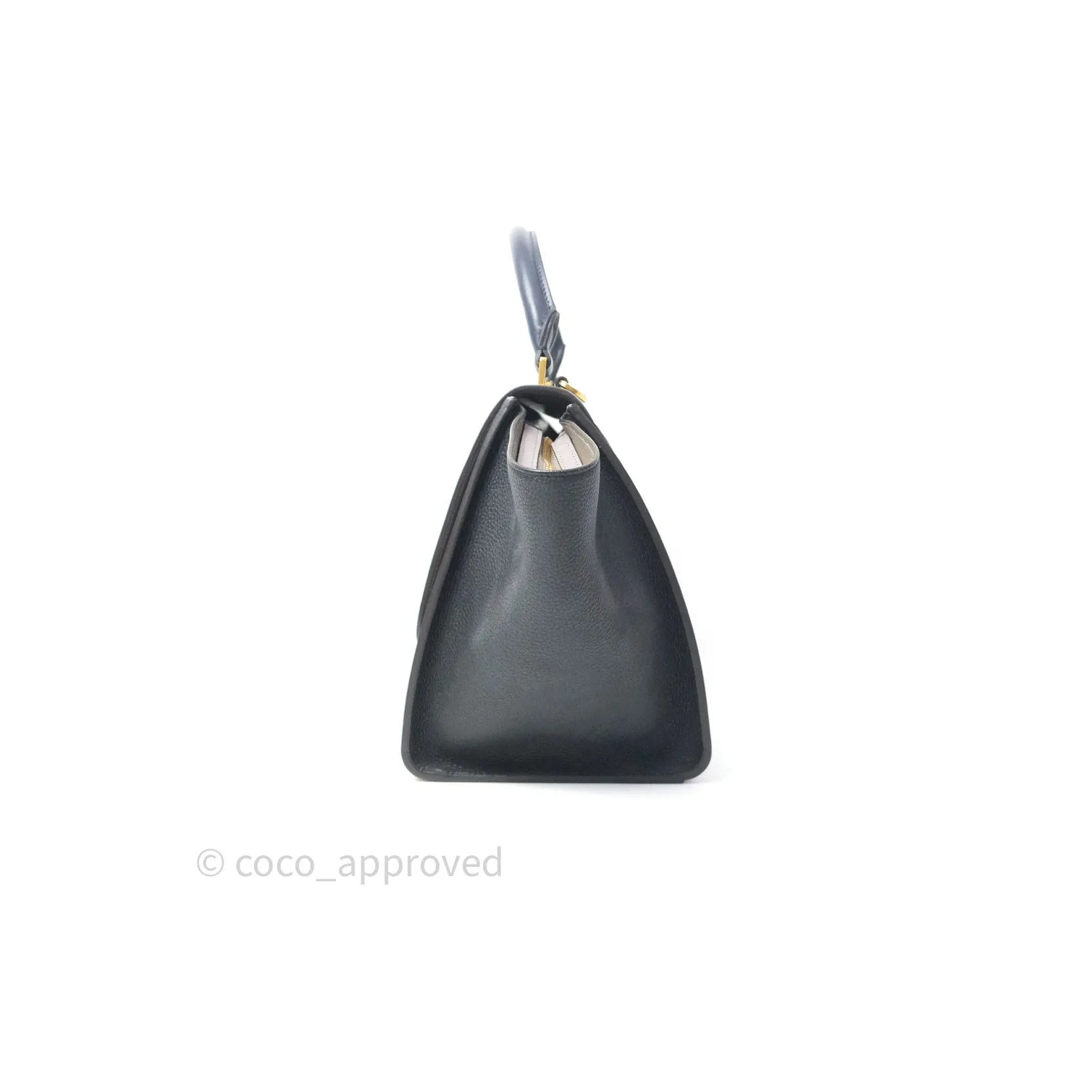 Celine Sleek Calfskin Small Tri-Color Trapeze Dark Blue