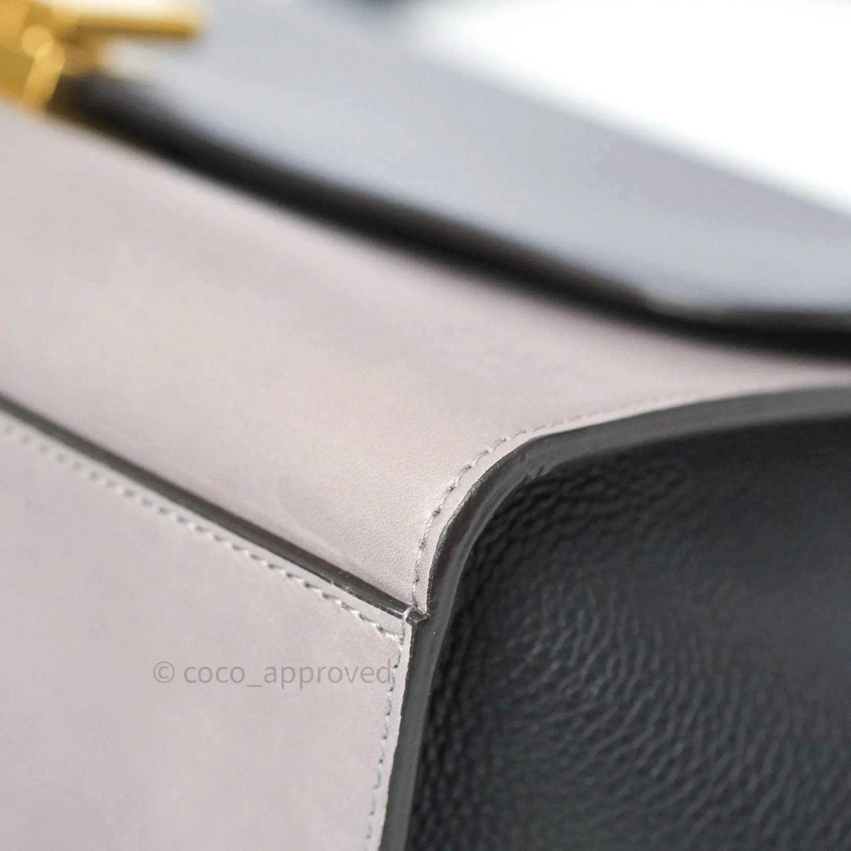 Celine Sleek Calfskin Small Tri-Color Trapeze Dark Blue