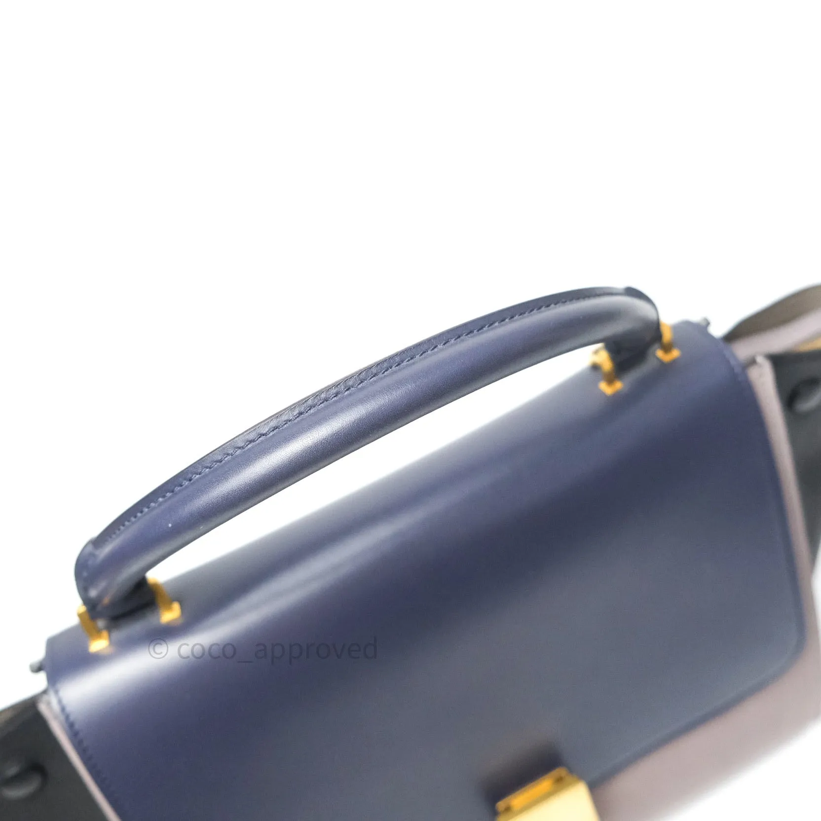 Celine Sleek Calfskin Small Tri-Color Trapeze Dark Blue