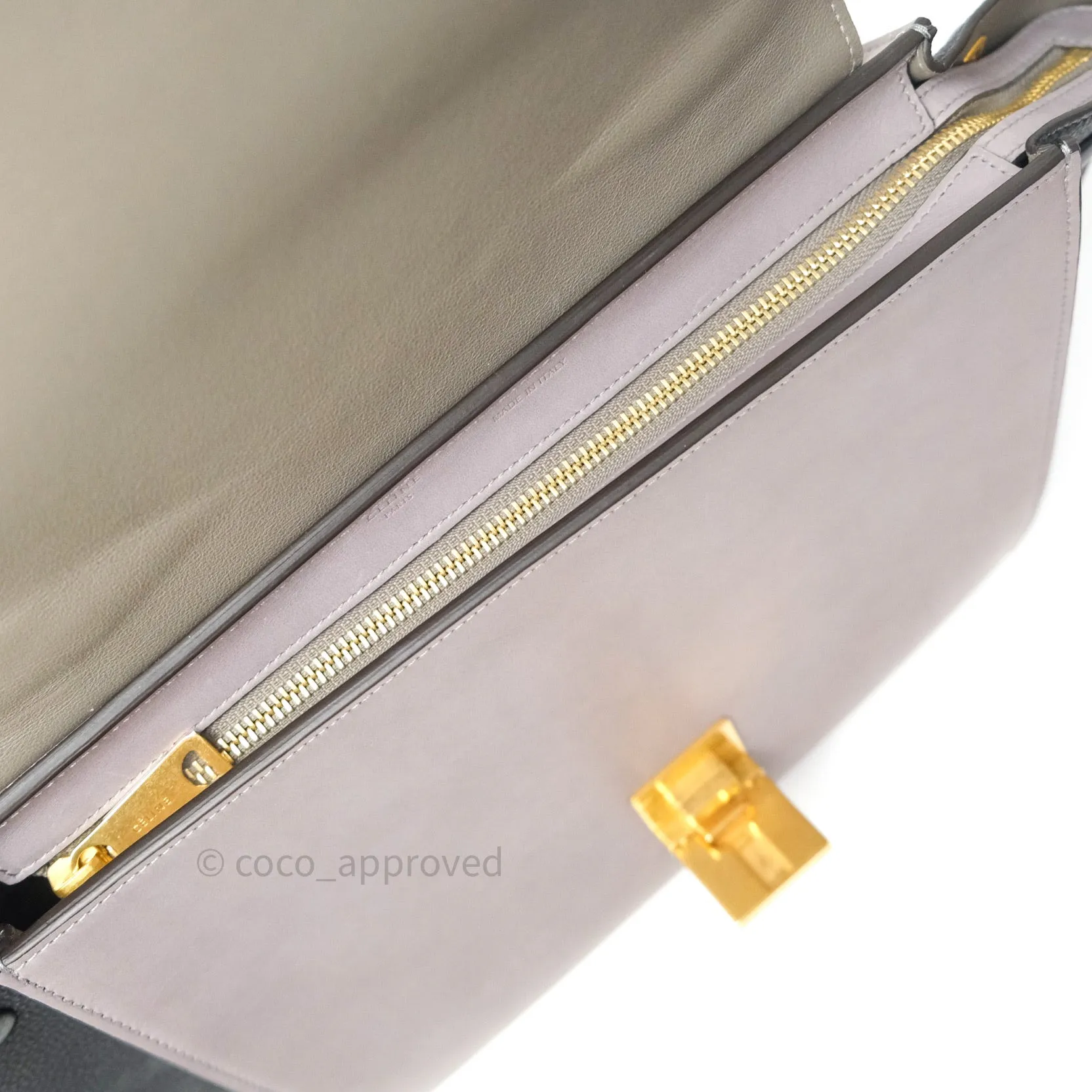 Celine Sleek Calfskin Small Tri-Color Trapeze Dark Blue