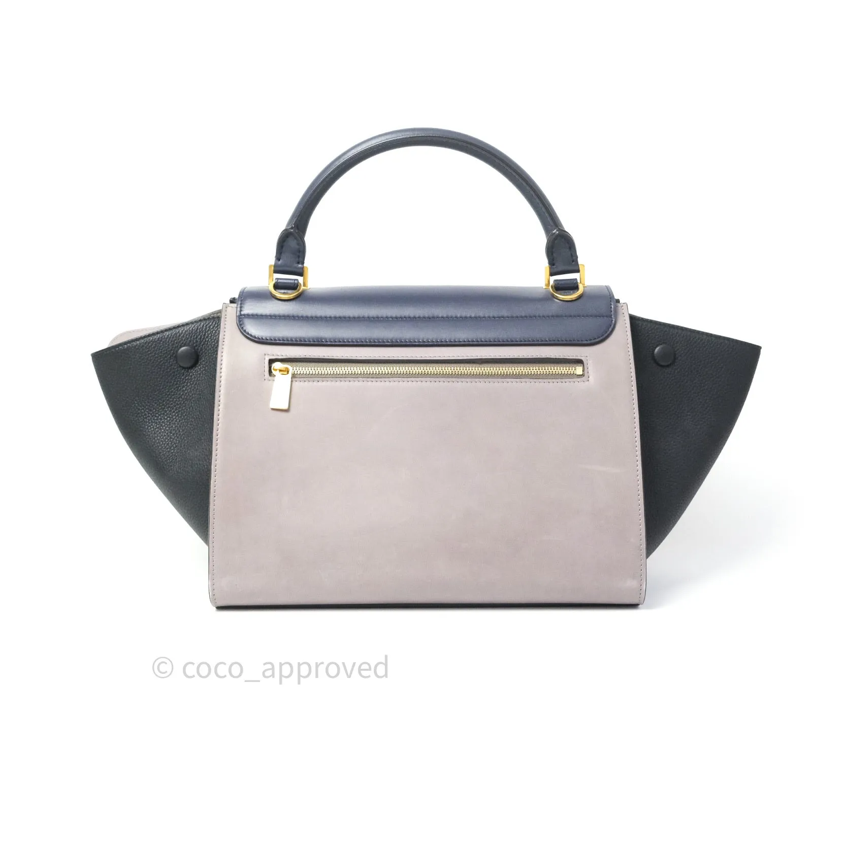 Celine Sleek Calfskin Small Tri-Color Trapeze Dark Blue