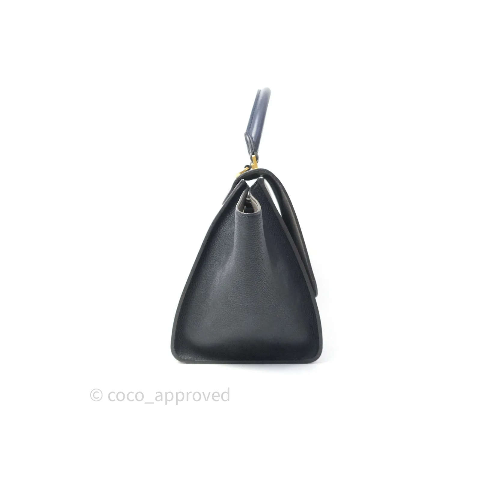 Celine Sleek Calfskin Small Tri-Color Trapeze Dark Blue
