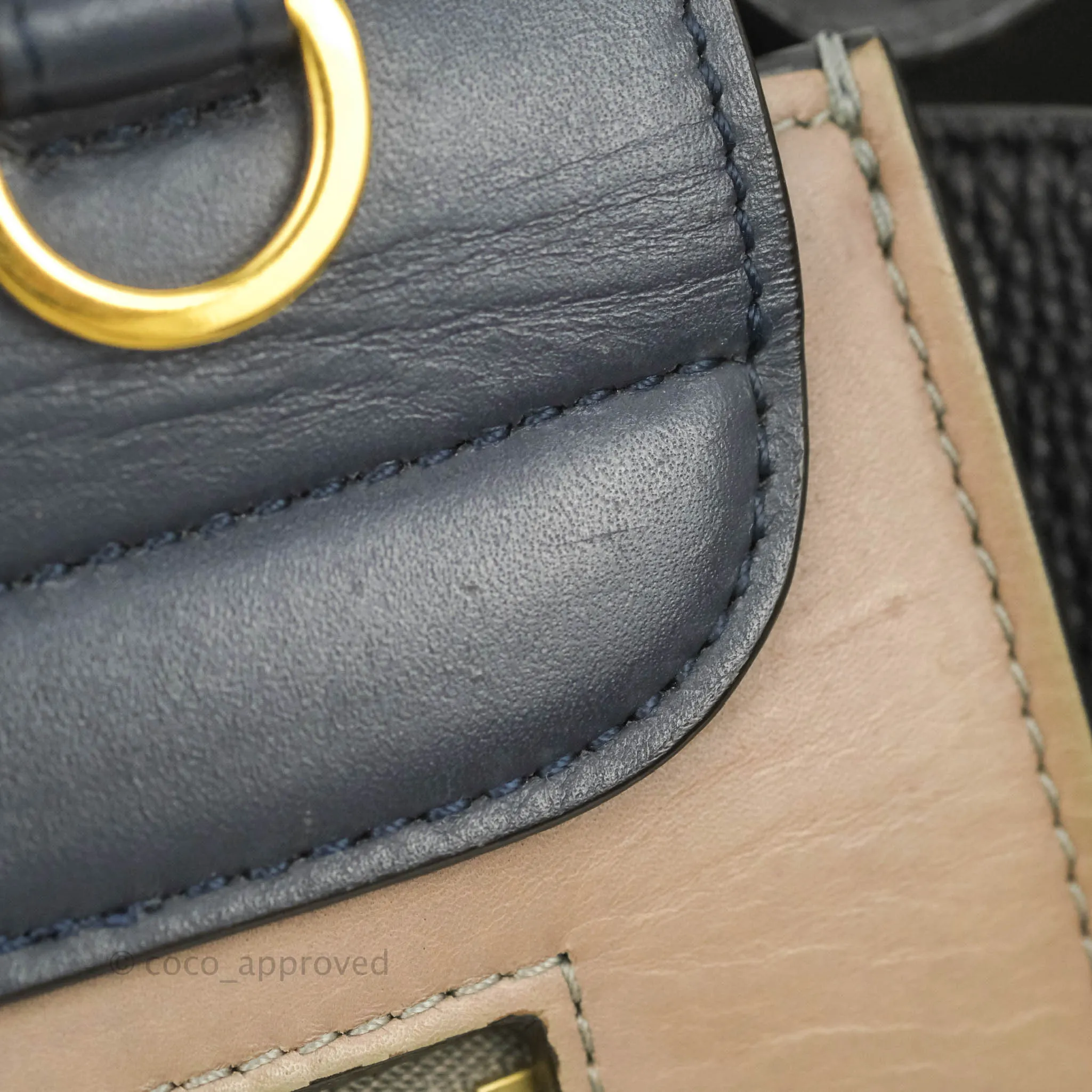 Celine Sleek Calfskin Small Tri-Color Trapeze Dark Blue