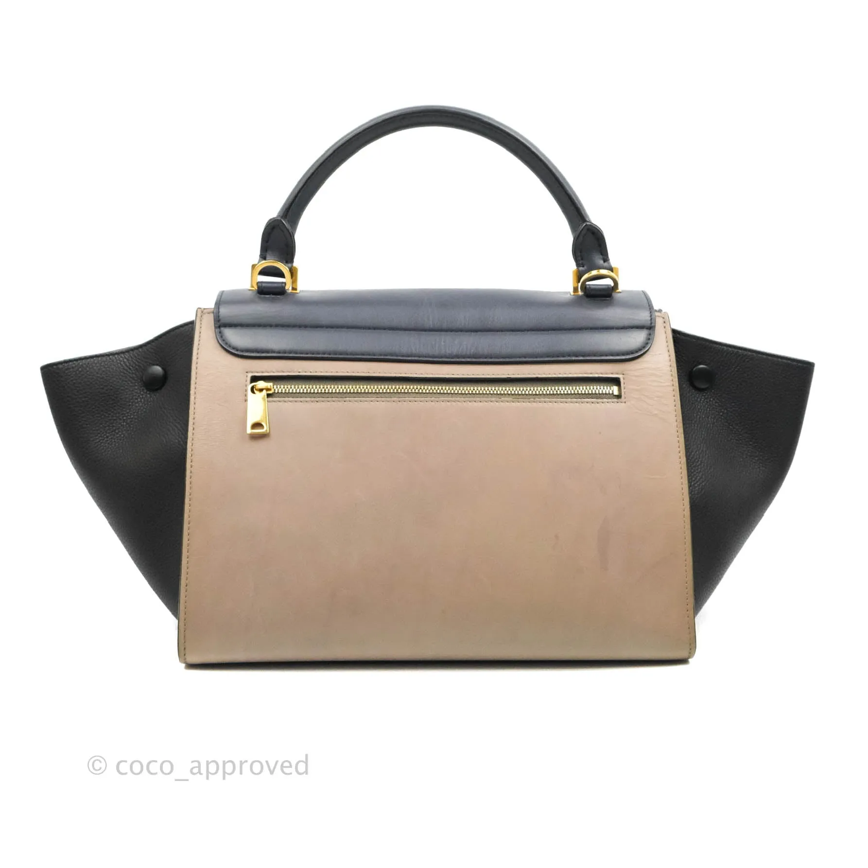 Celine Sleek Calfskin Small Tri-Color Trapeze Dark Blue