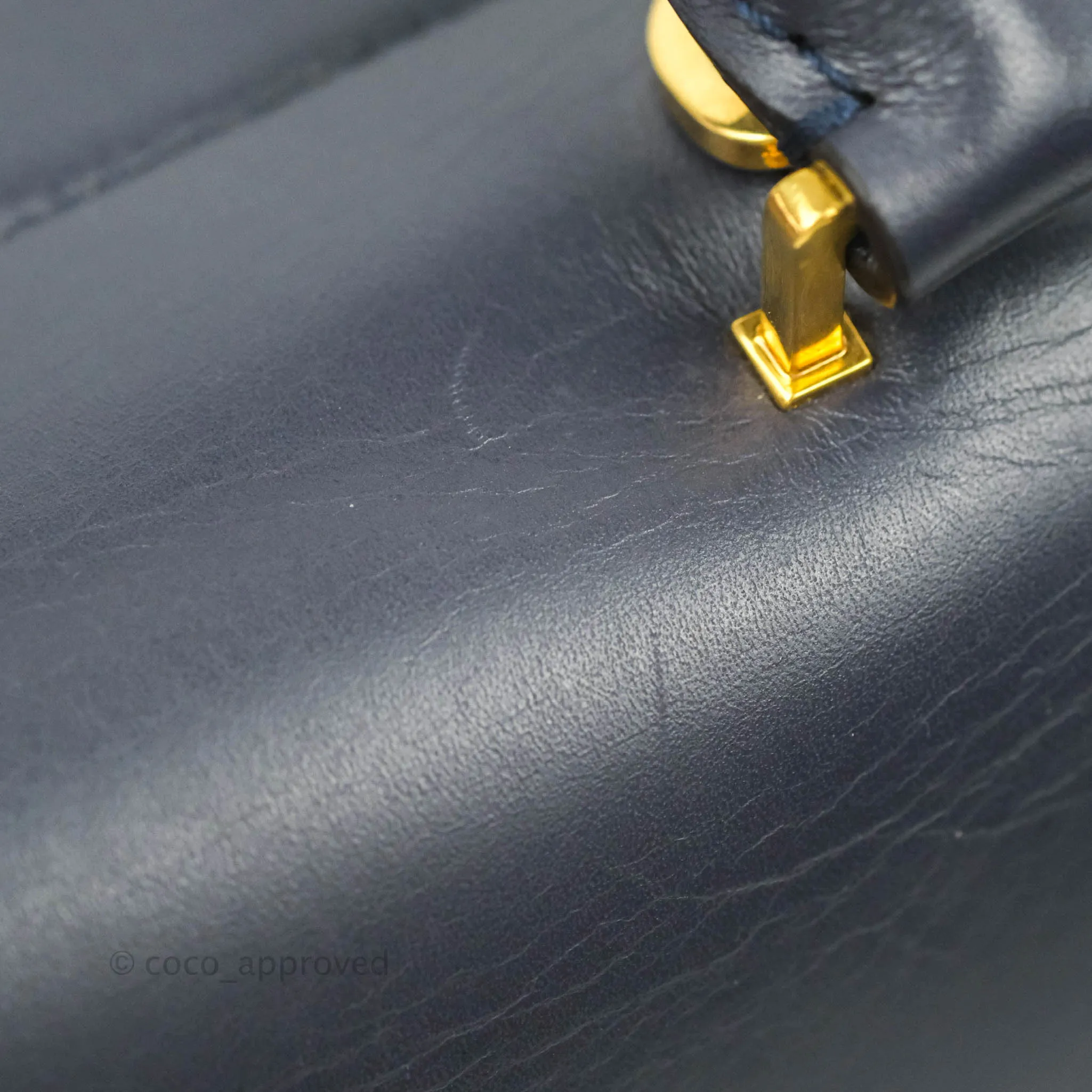 Celine Sleek Calfskin Small Tri-Color Trapeze Dark Blue
