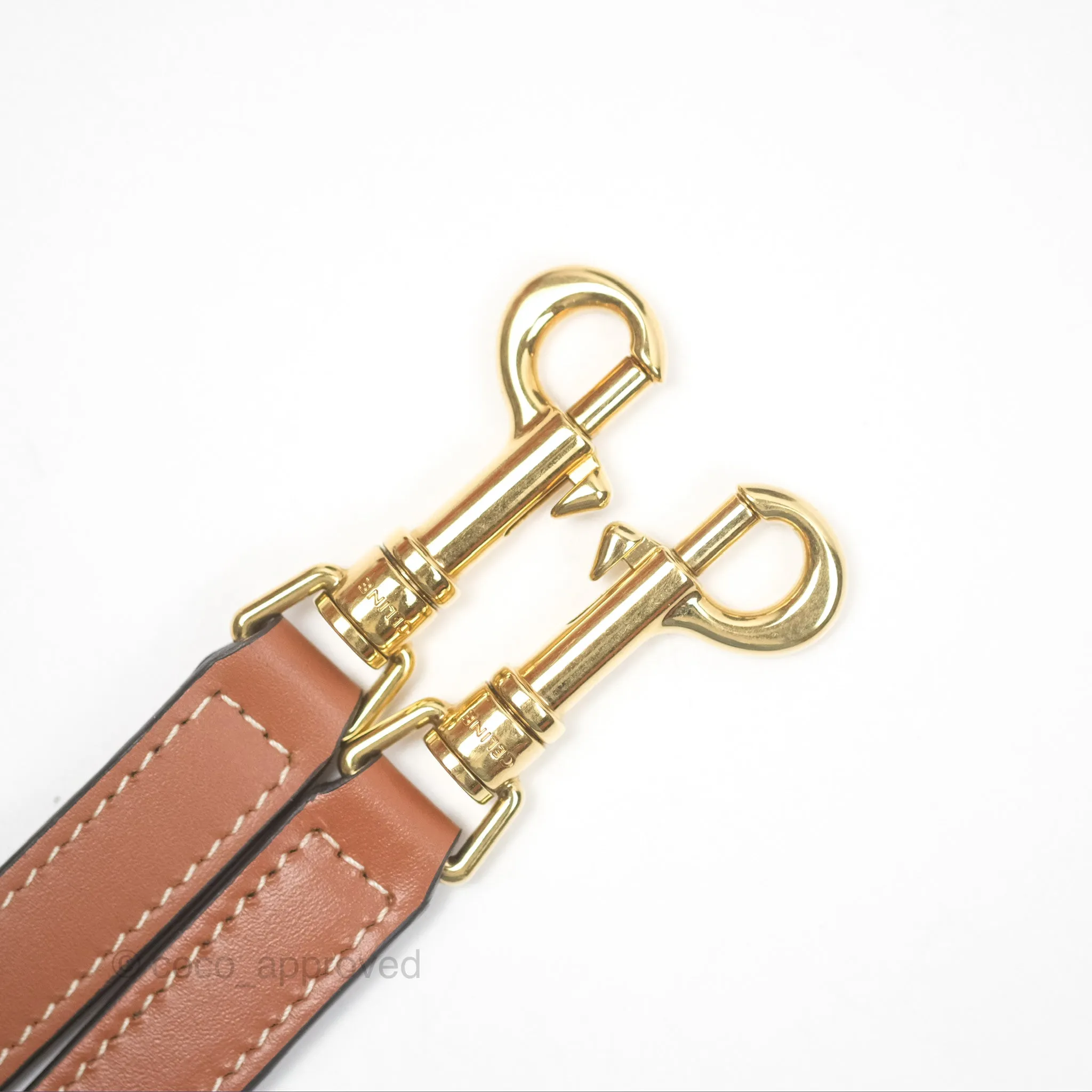 Celine Small Boston Bag Triomphe Canvas Tan Calfskin
