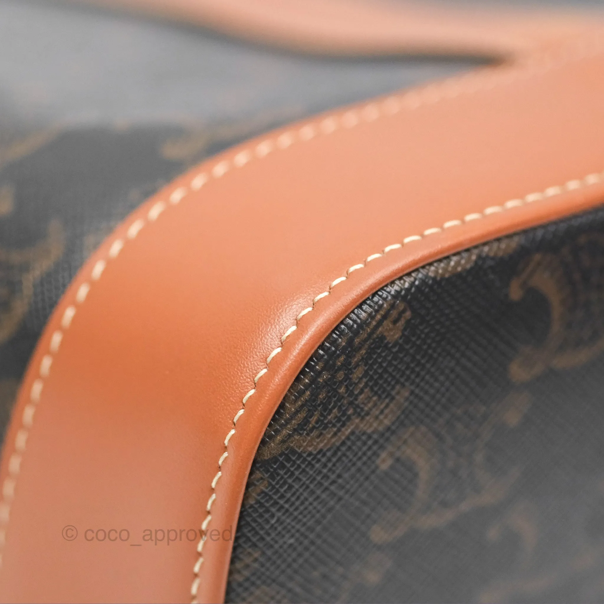Celine Small Bucket Triomphe Canvas Tan Calfskin