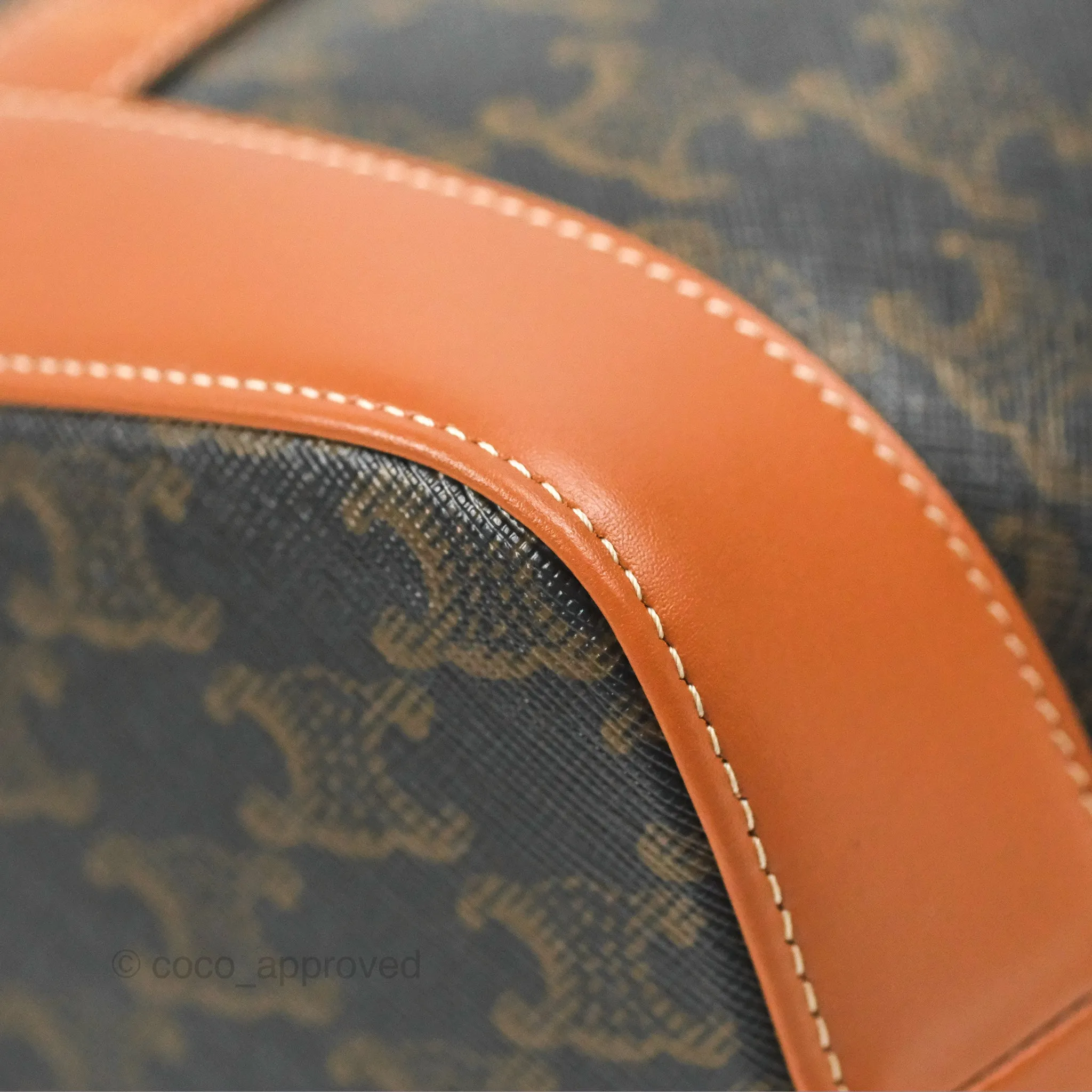 Celine Small Bucket Triomphe Canvas Tan Calfskin