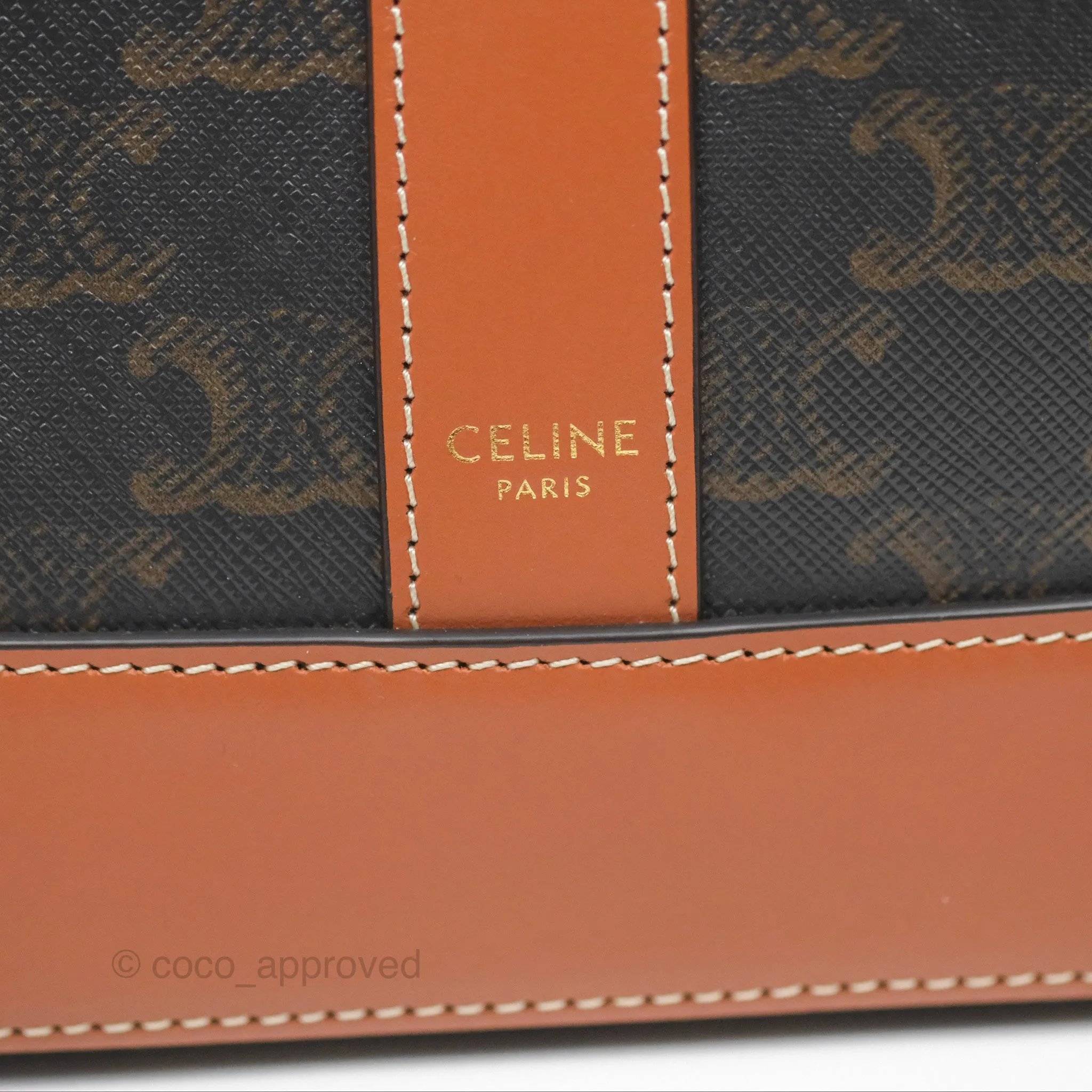 Celine Small Bucket Triomphe Canvas Tan Calfskin