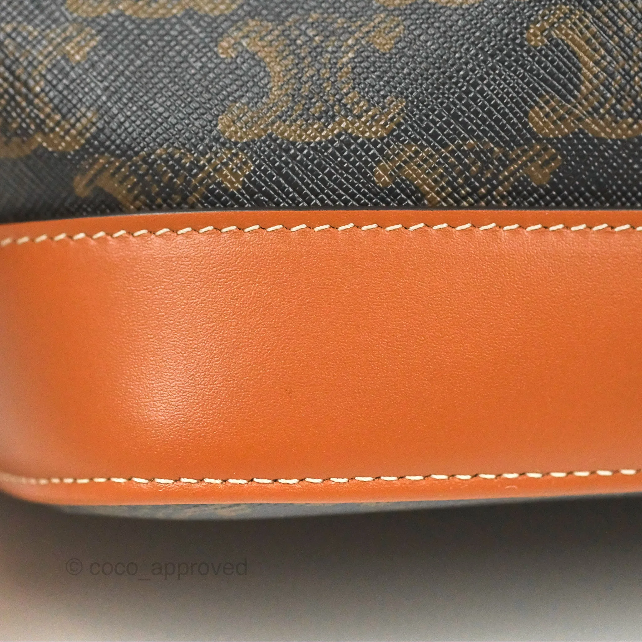 Celine Small Bucket Triomphe Canvas Tan Calfskin