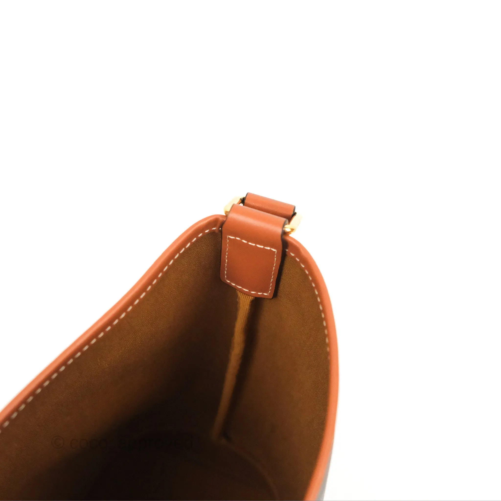 Celine Small Bucket Triomphe Canvas Tan Calfskin