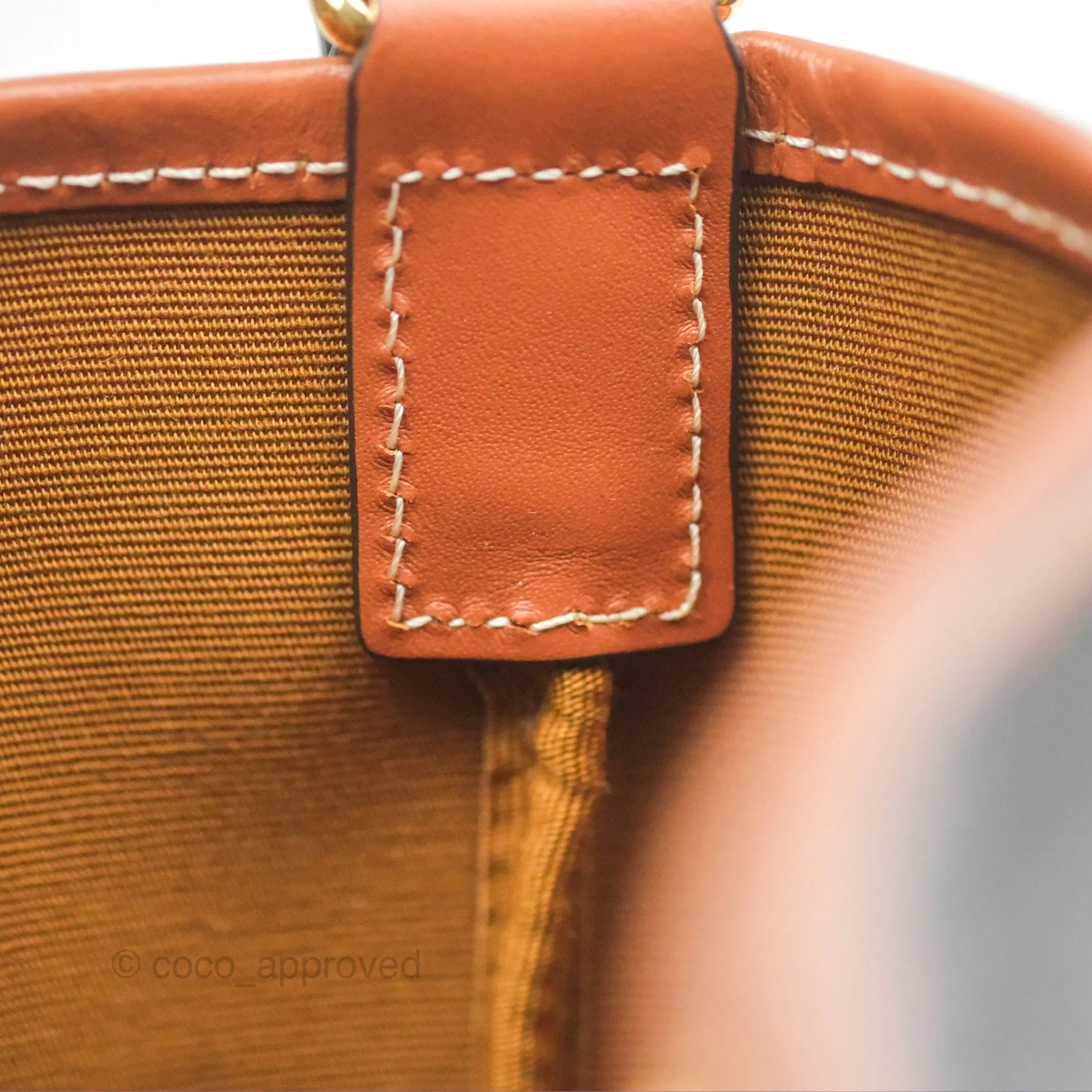 Celine Small Bucket Triomphe Canvas Tan Calfskin