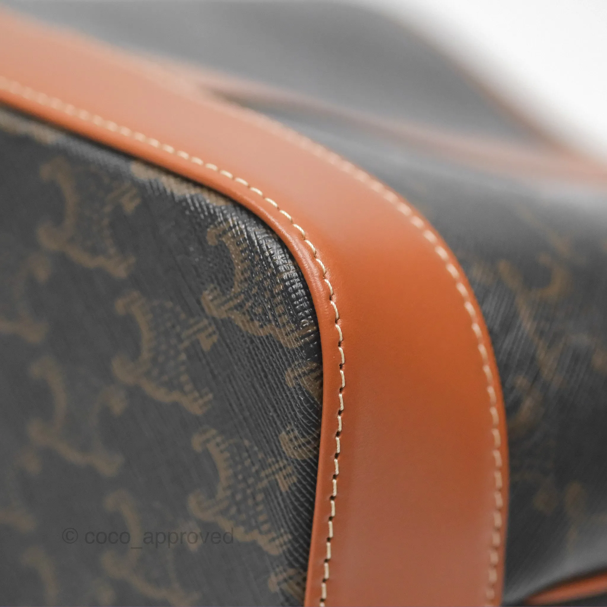 Celine Small Bucket Triomphe Canvas Tan Calfskin