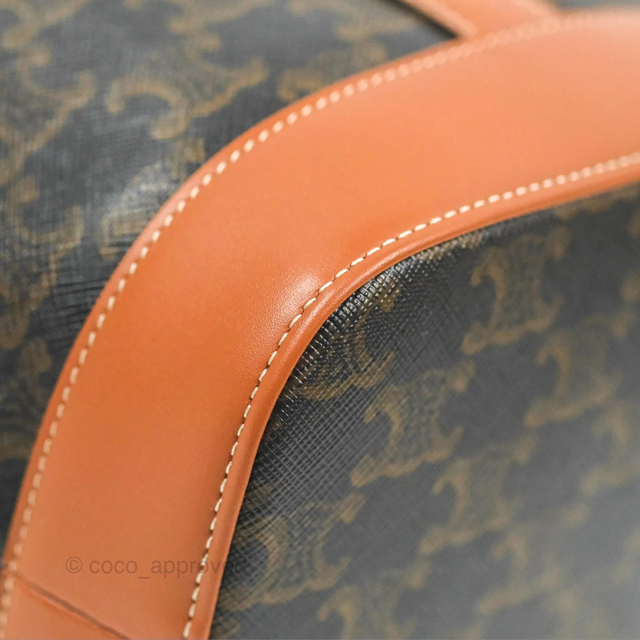 Celine Small Bucket Triomphe Canvas Tan Calfskin