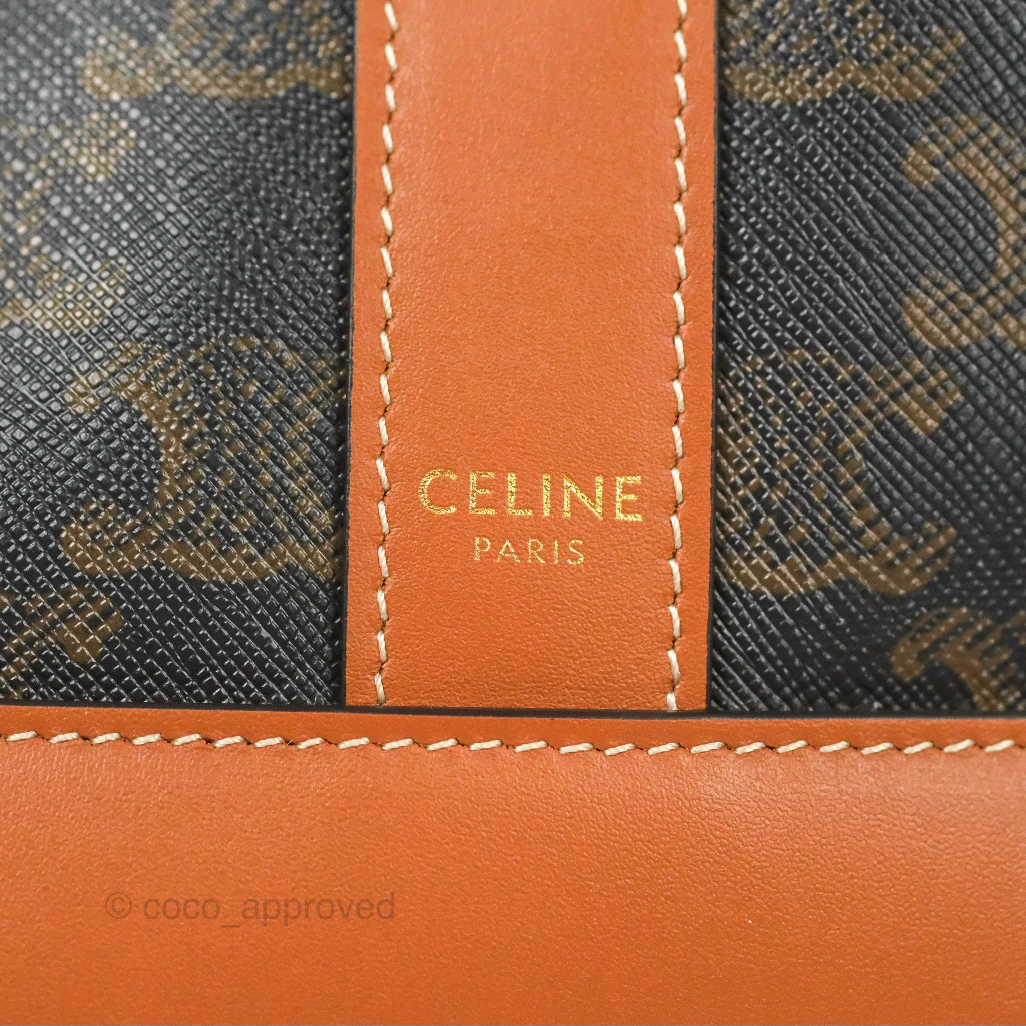 Celine Small Bucket Triomphe Canvas Tan Calfskin