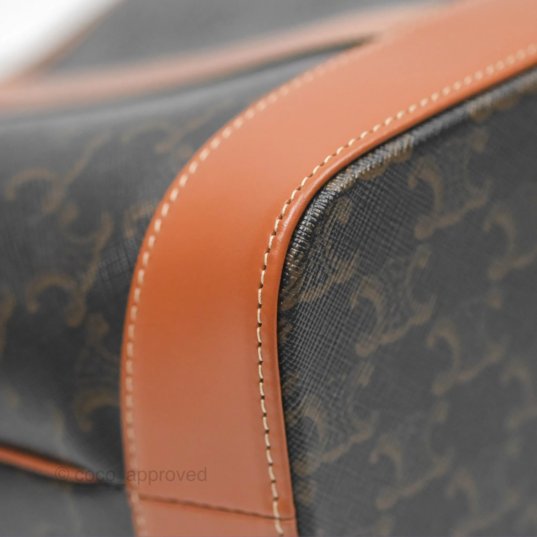 Celine Small Bucket Triomphe Canvas Tan Calfskin