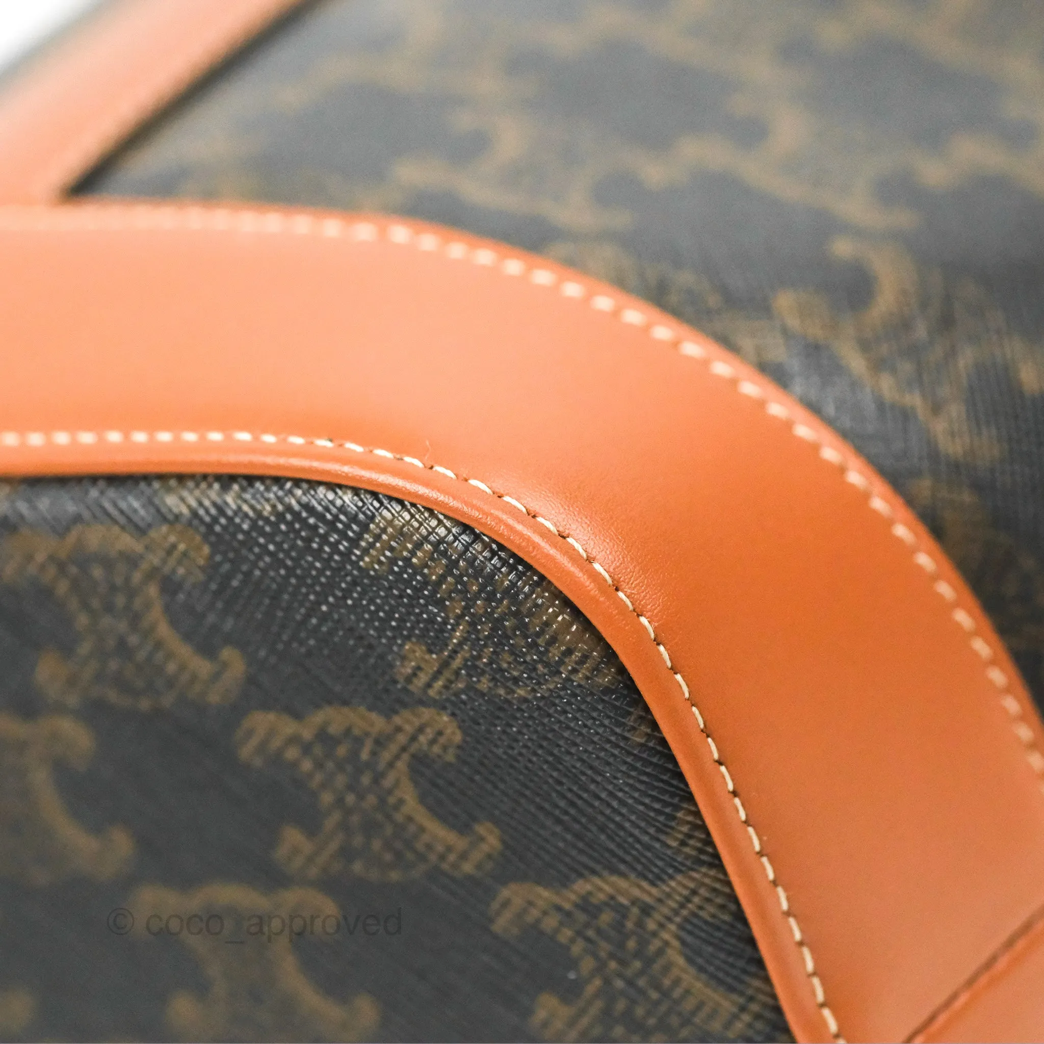 Celine Small Bucket Triomphe Canvas Tan Calfskin