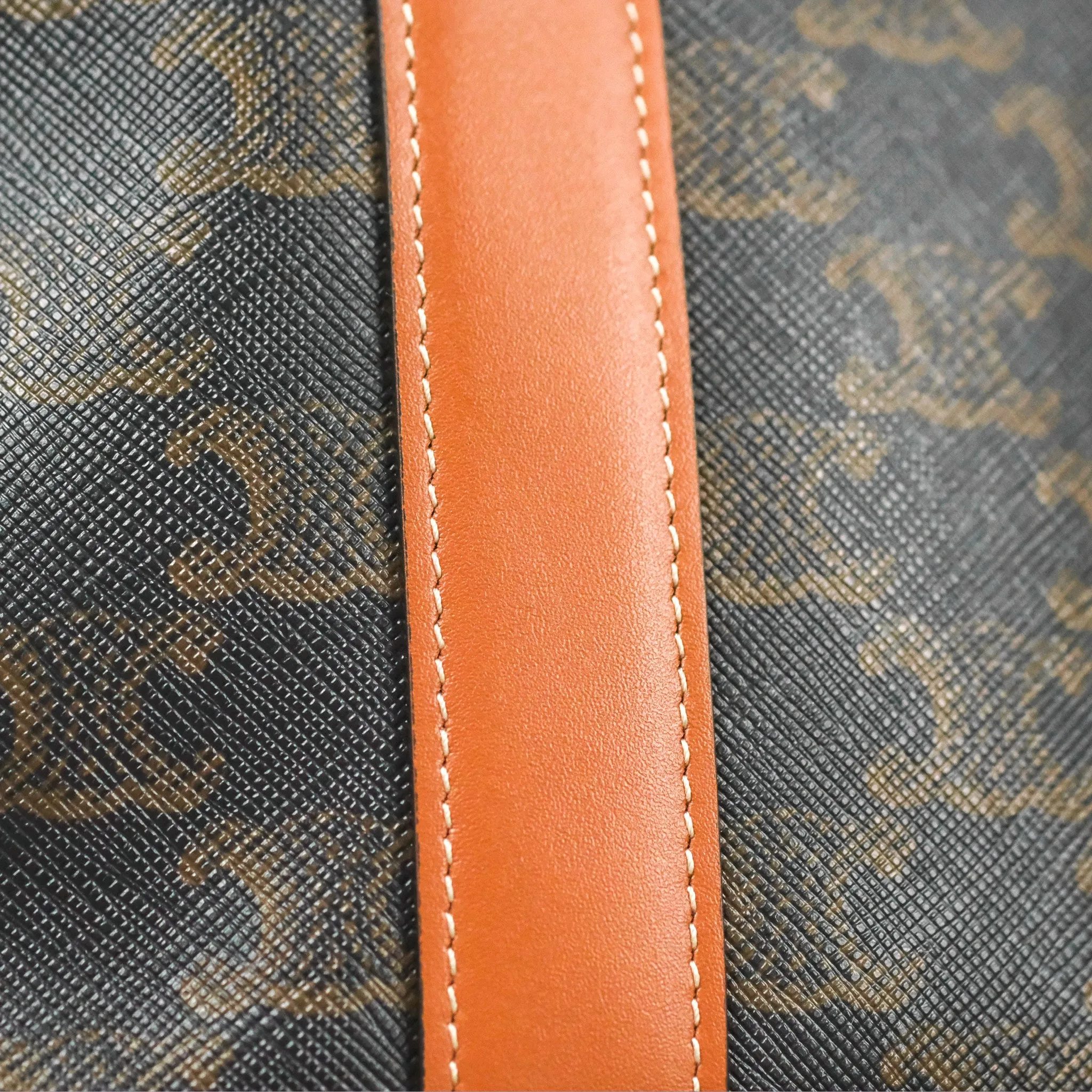 Celine Small Bucket Triomphe Canvas Tan Calfskin