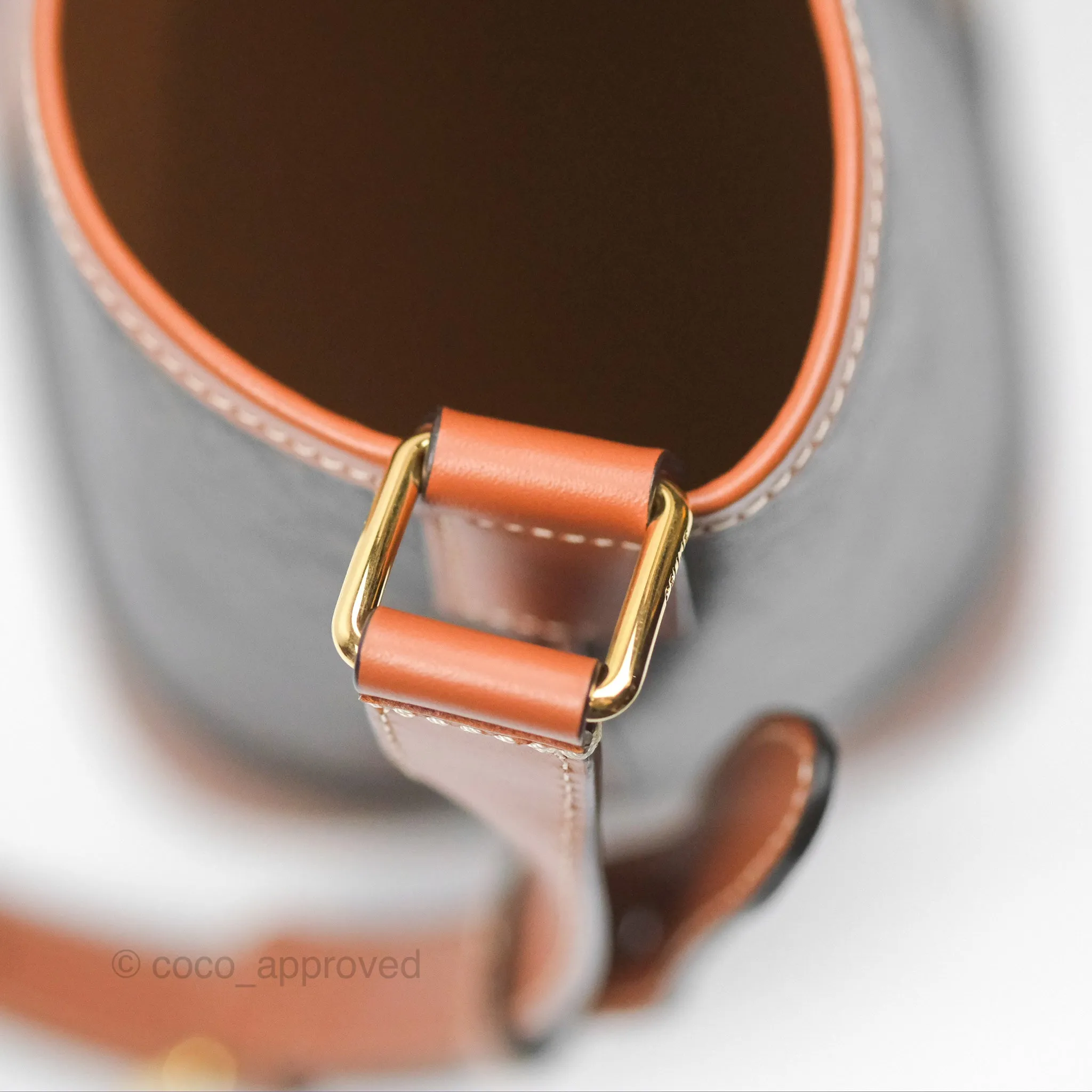 Celine Small Bucket Triomphe Canvas Tan Calfskin