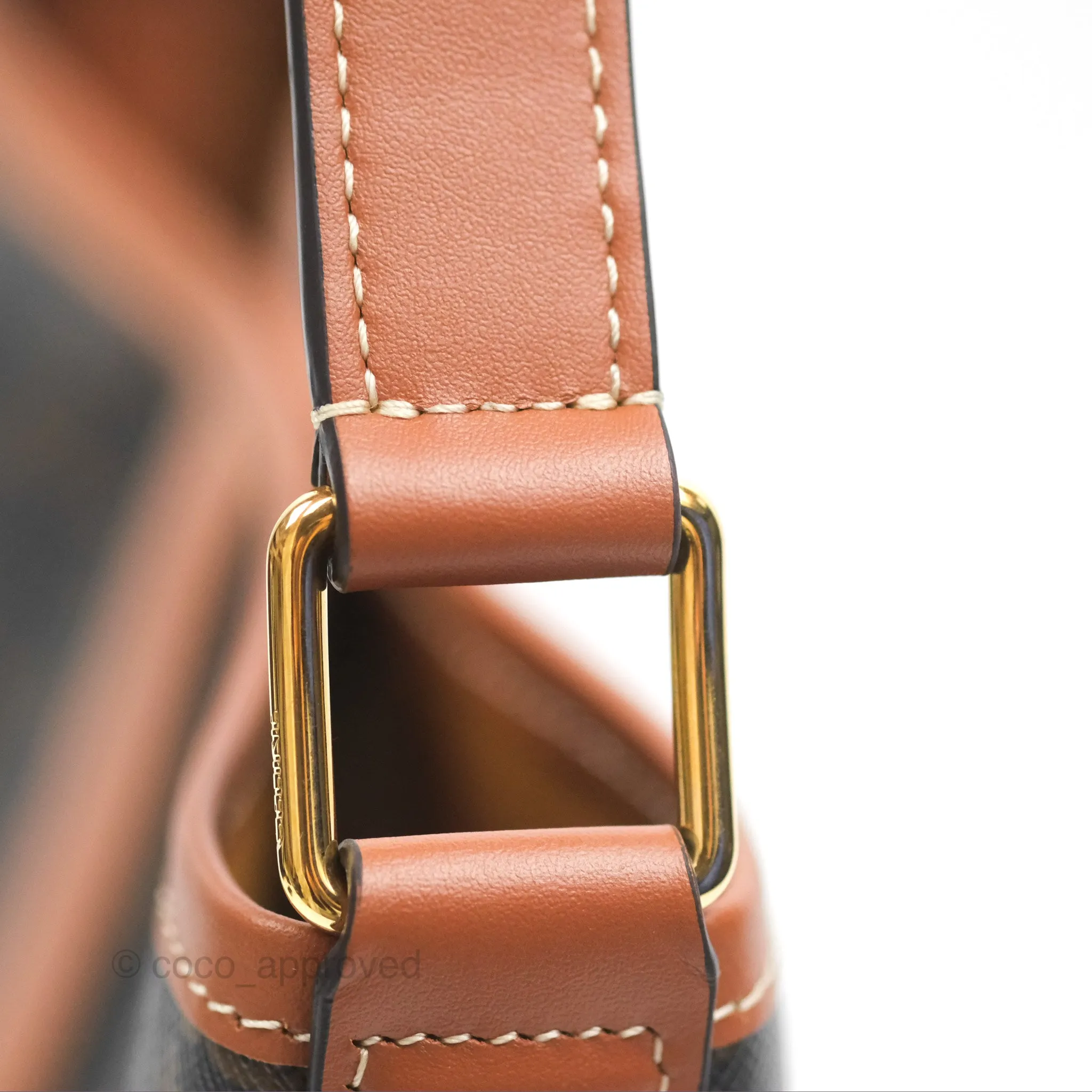 Celine Small Bucket Triomphe Canvas Tan Calfskin