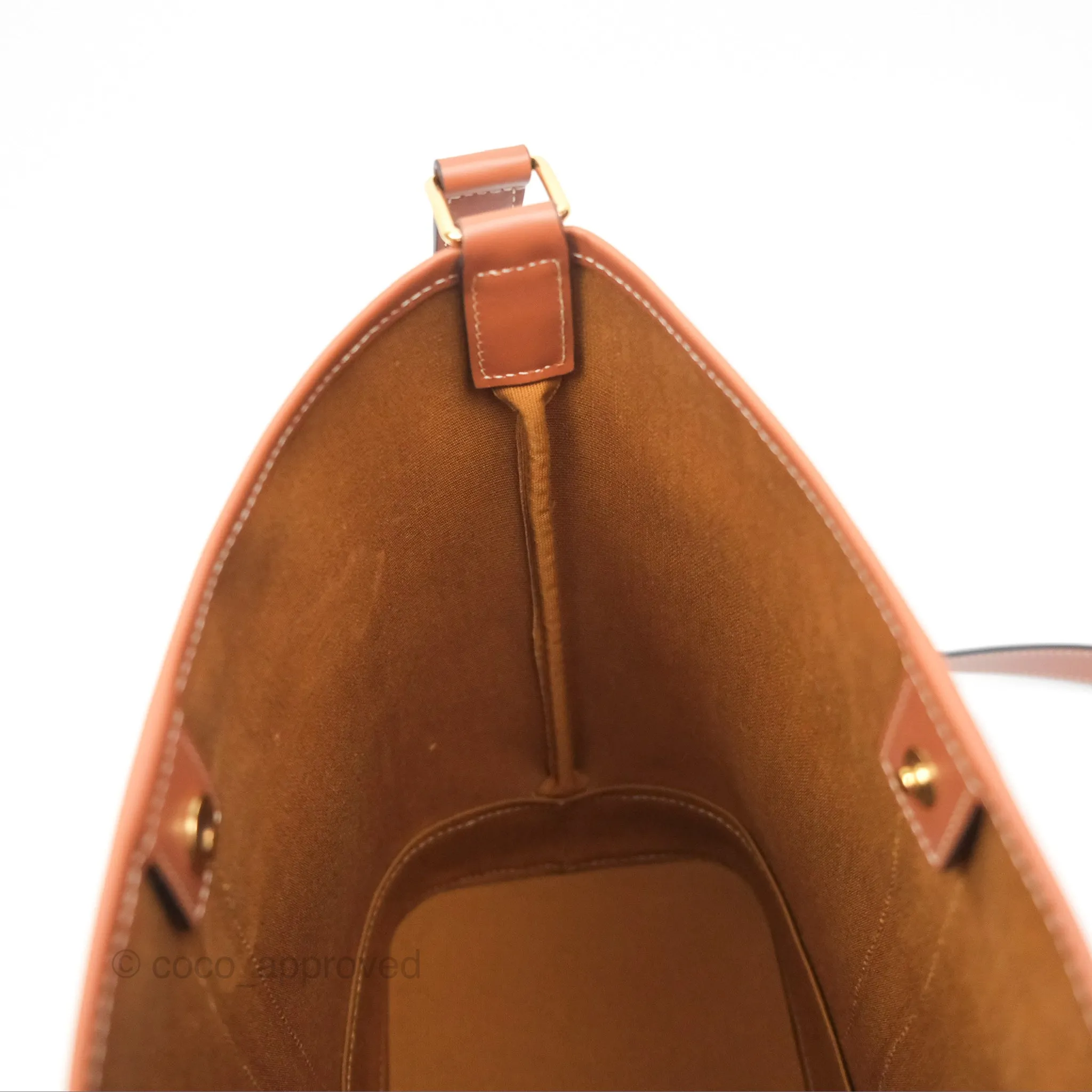 Celine Small Bucket Triomphe Canvas Tan Calfskin