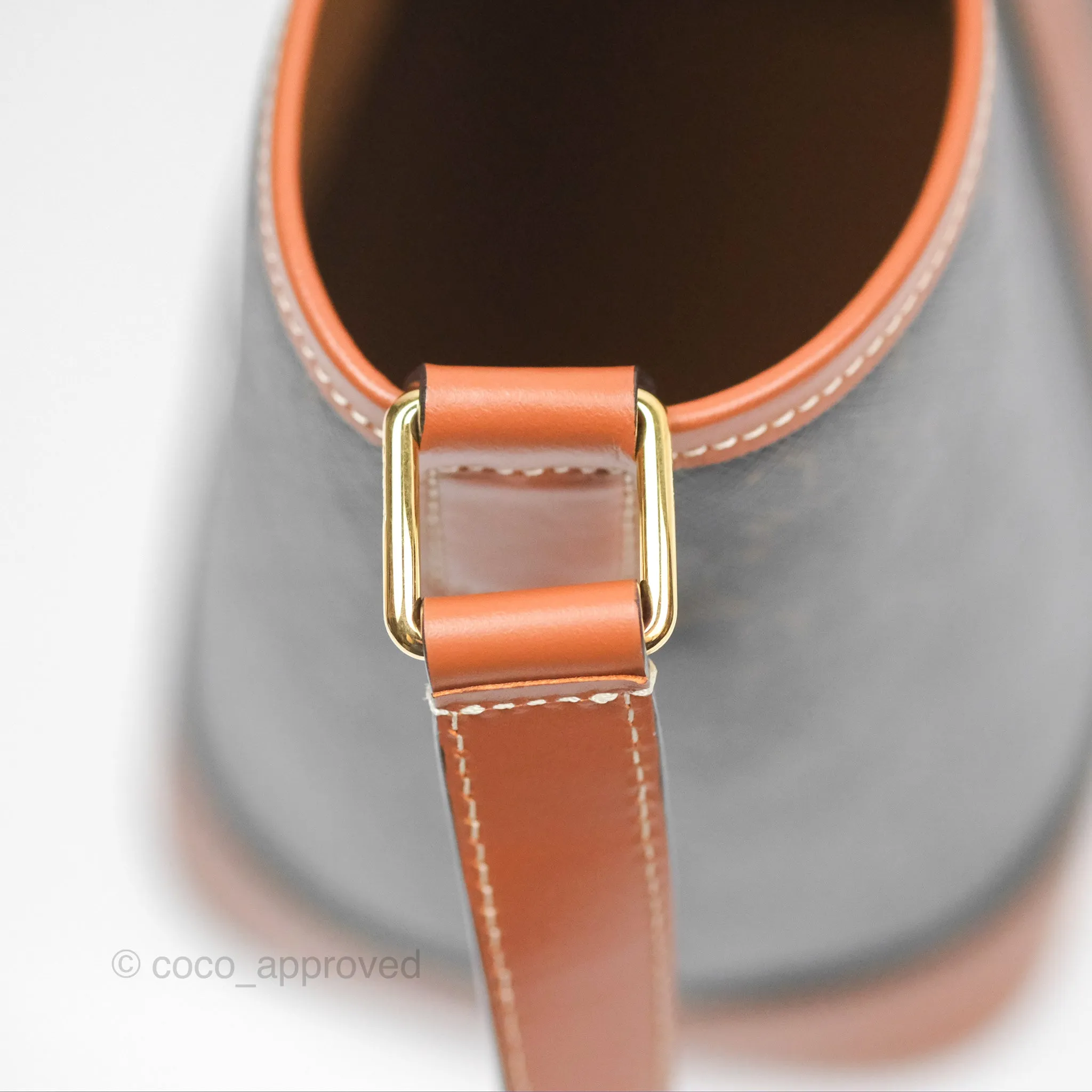 Celine Small Bucket Triomphe Canvas Tan Calfskin