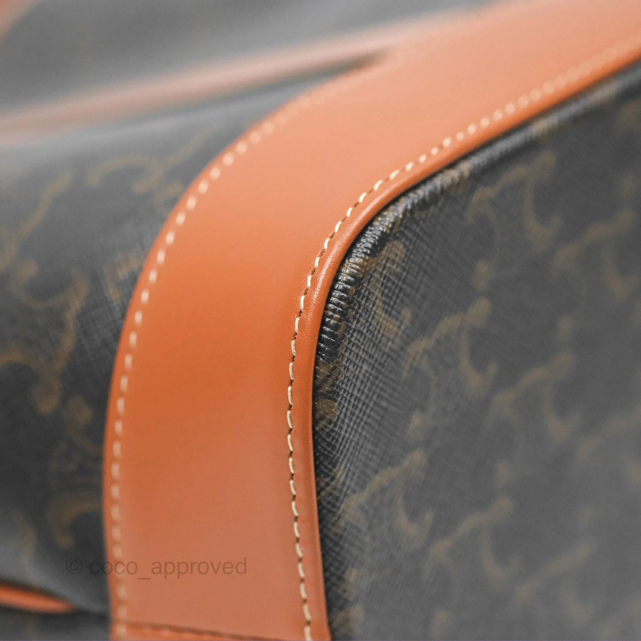 Celine Small Bucket Triomphe Canvas Tan Calfskin