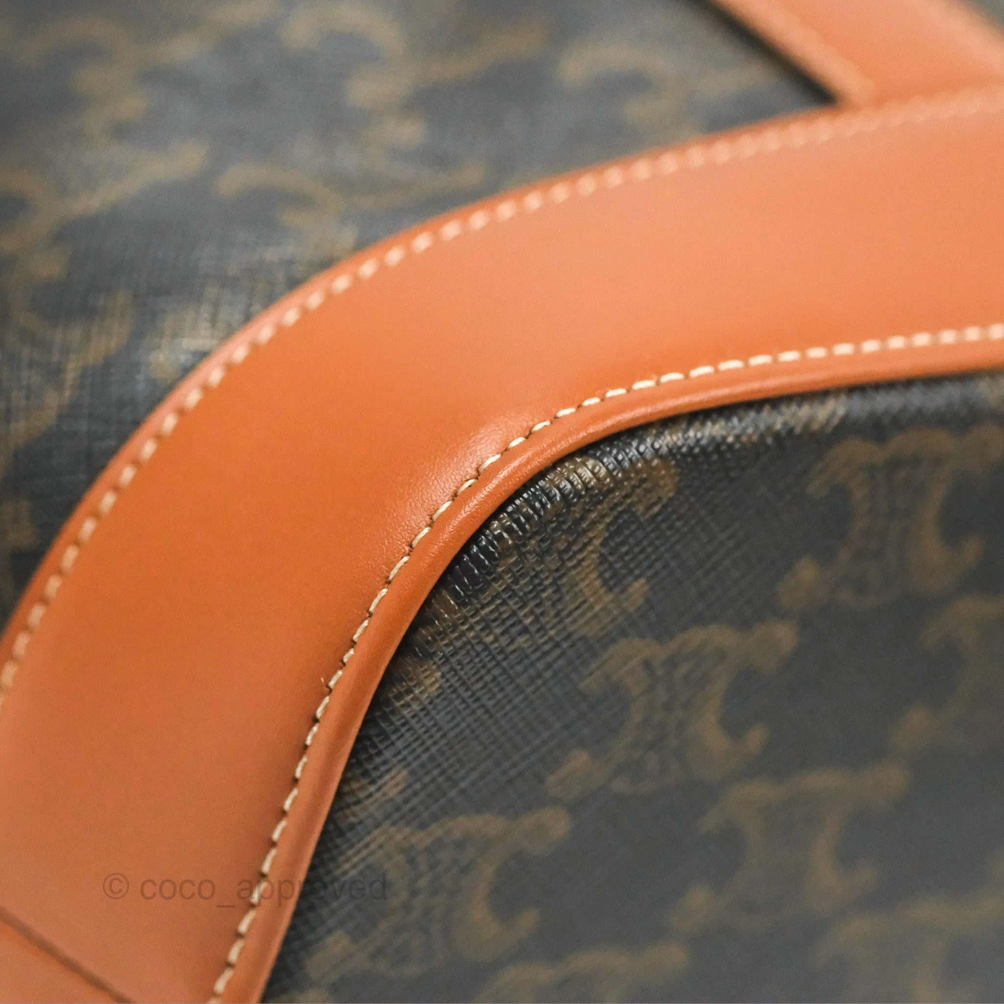 Celine Small Bucket Triomphe Canvas Tan Calfskin