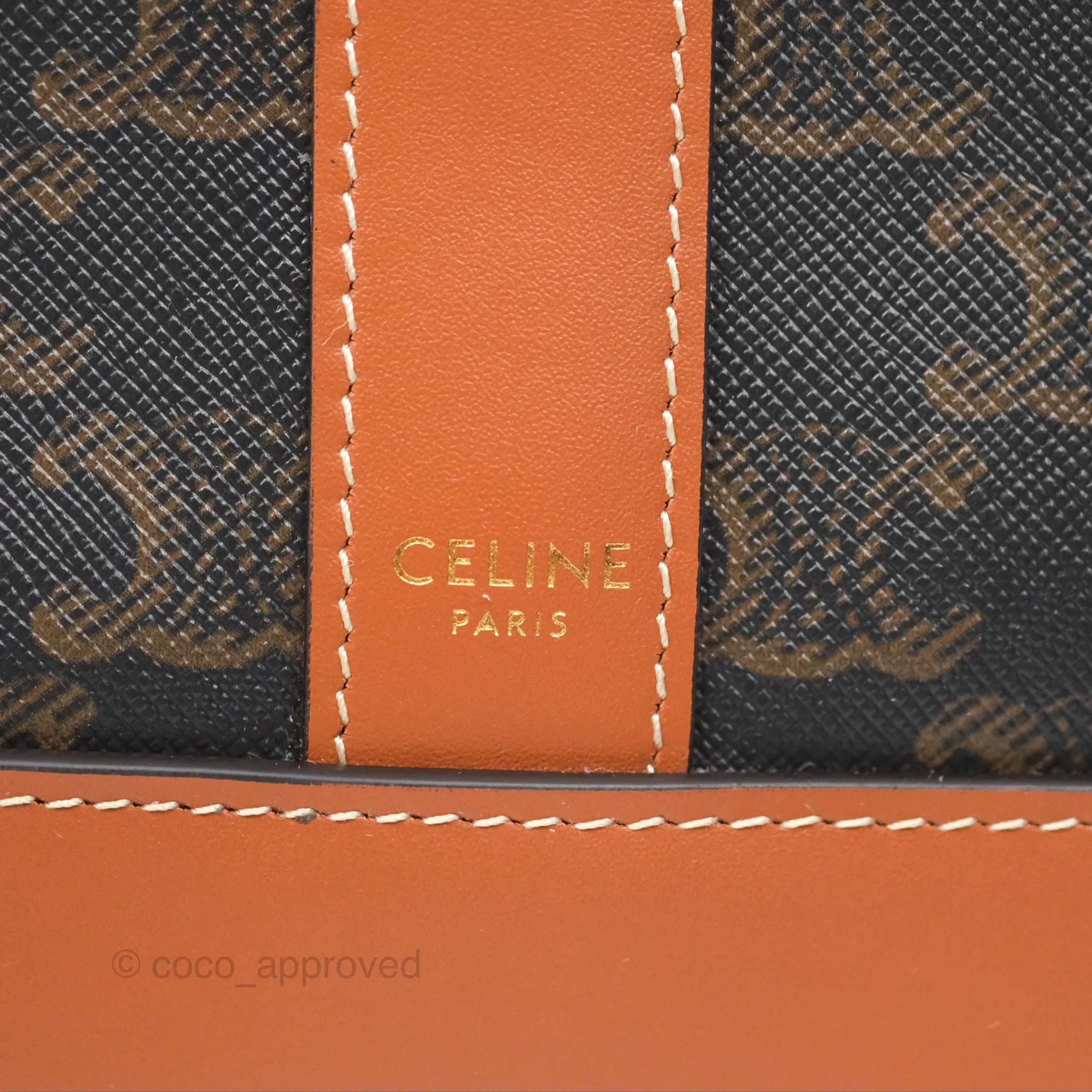 Celine Small Bucket Triomphe Canvas Tan Calfskin