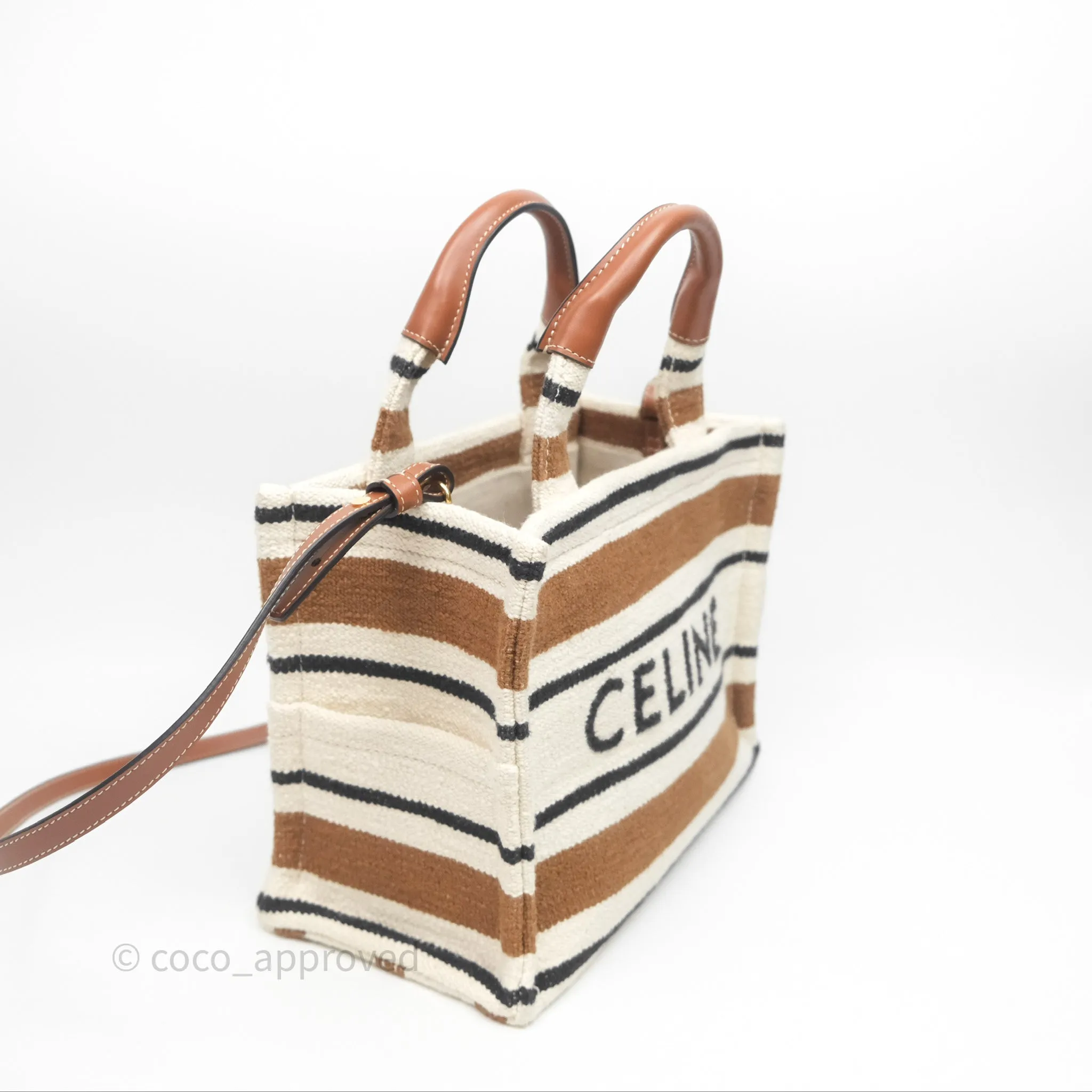 Celine Small Cabas Thais Striped Textile Bag Canvas