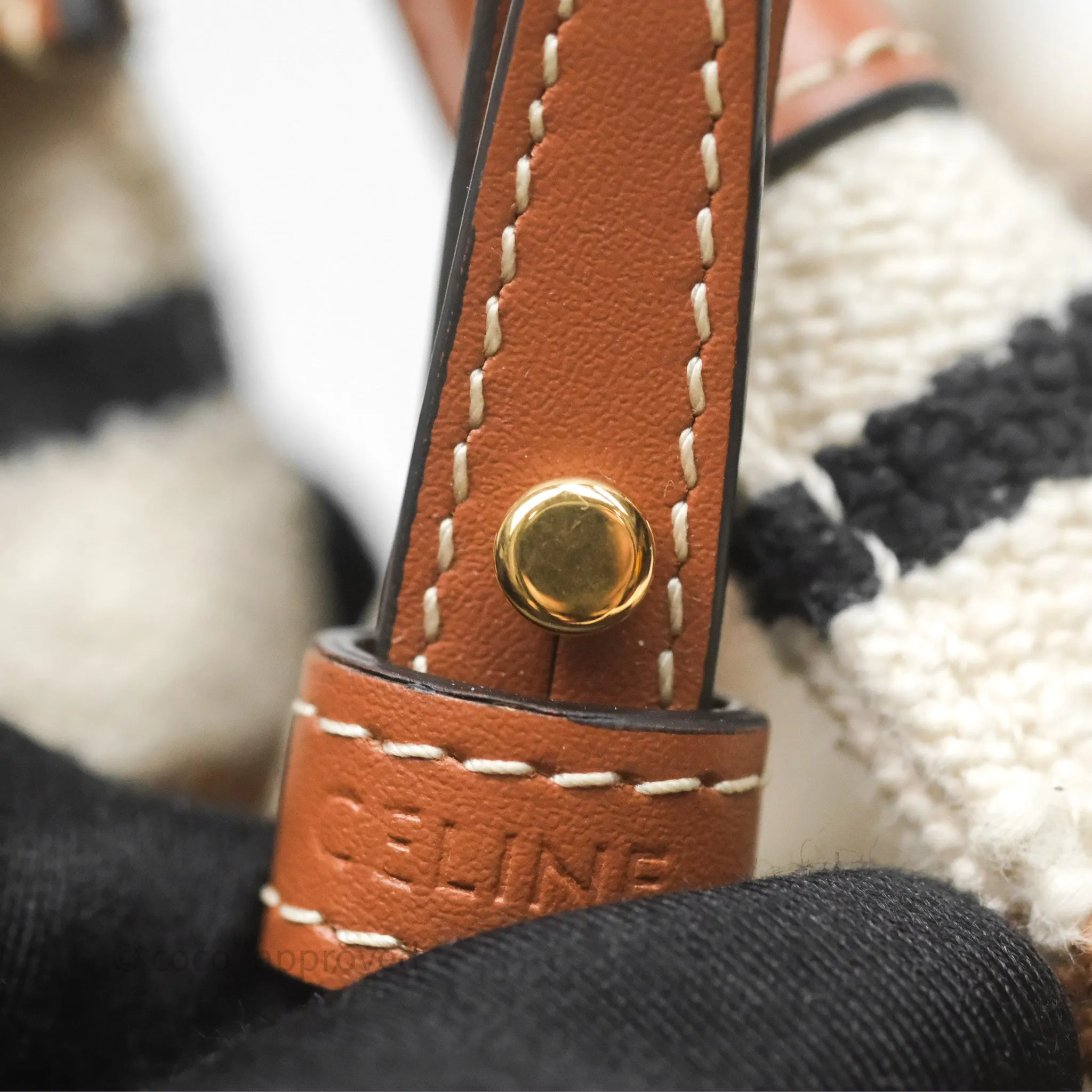 Celine Small Cabas Thais Striped Textile Bag Canvas