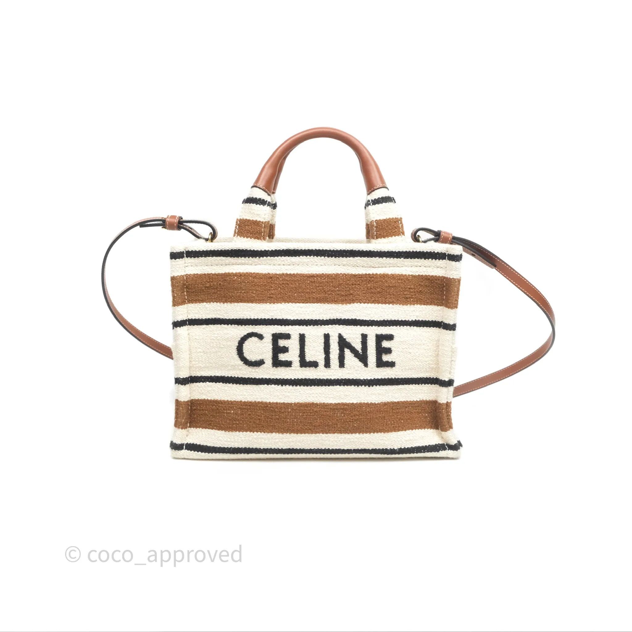 Celine Small Cabas Thais Striped Textile Bag Canvas