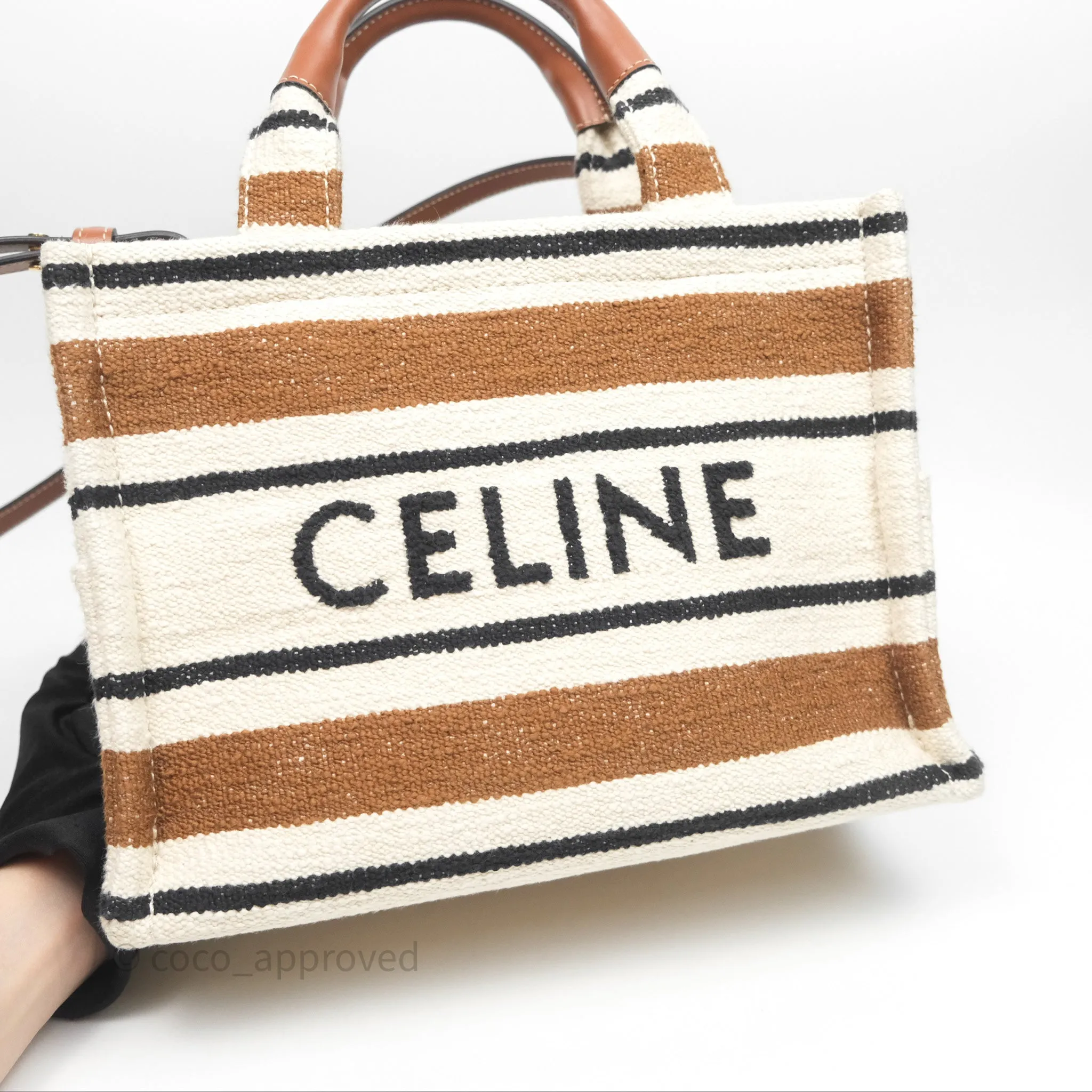 Celine Small Cabas Thais Striped Textile Bag Canvas