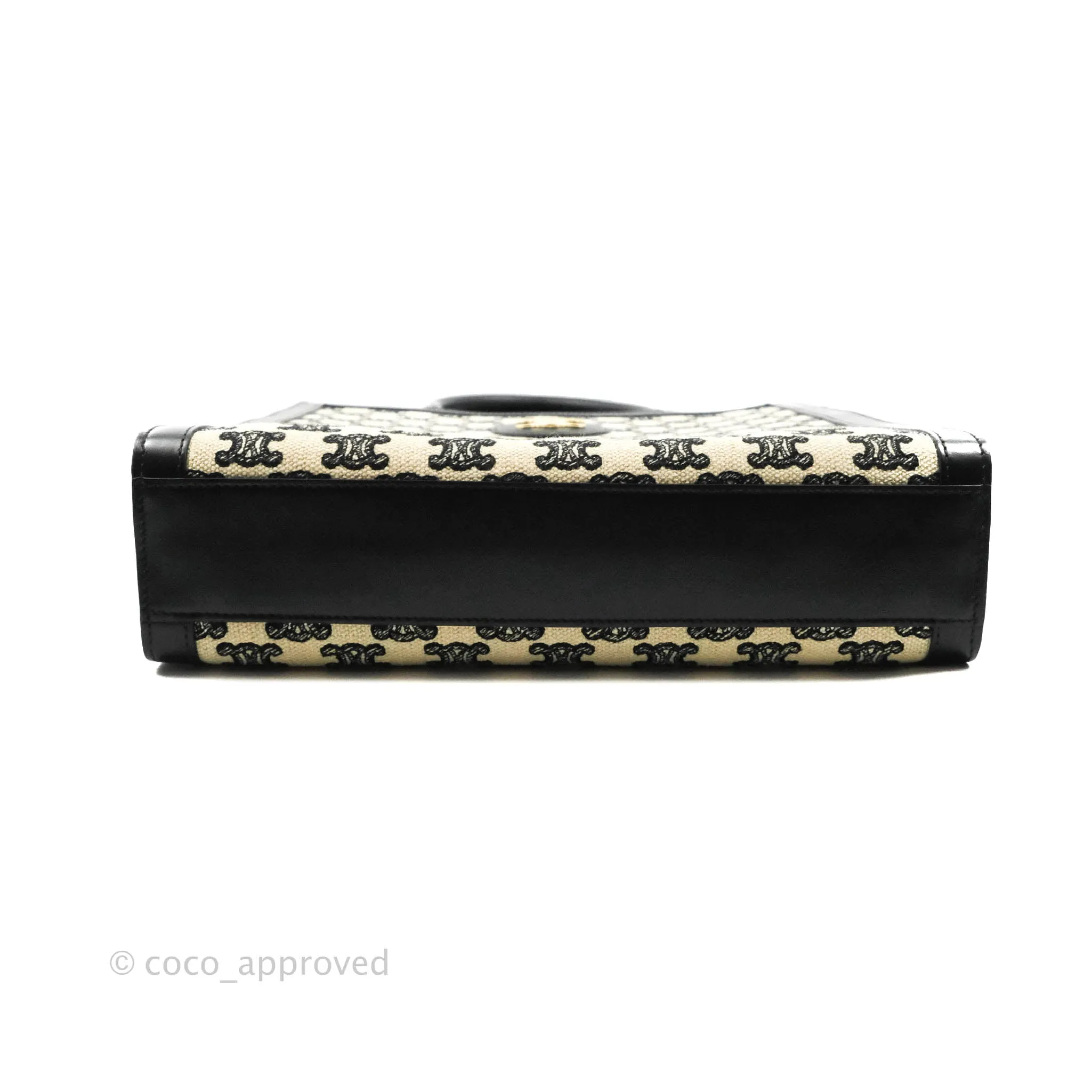 Celine Small Cabas Vertical Tote Triomphe Embroidery Black Textlie
