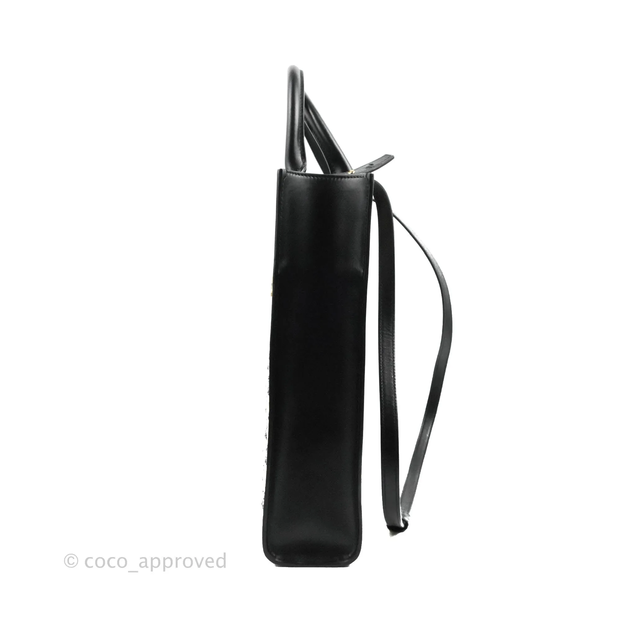 Celine Small Cabas Vertical Tote Triomphe Embroidery Black Textlie