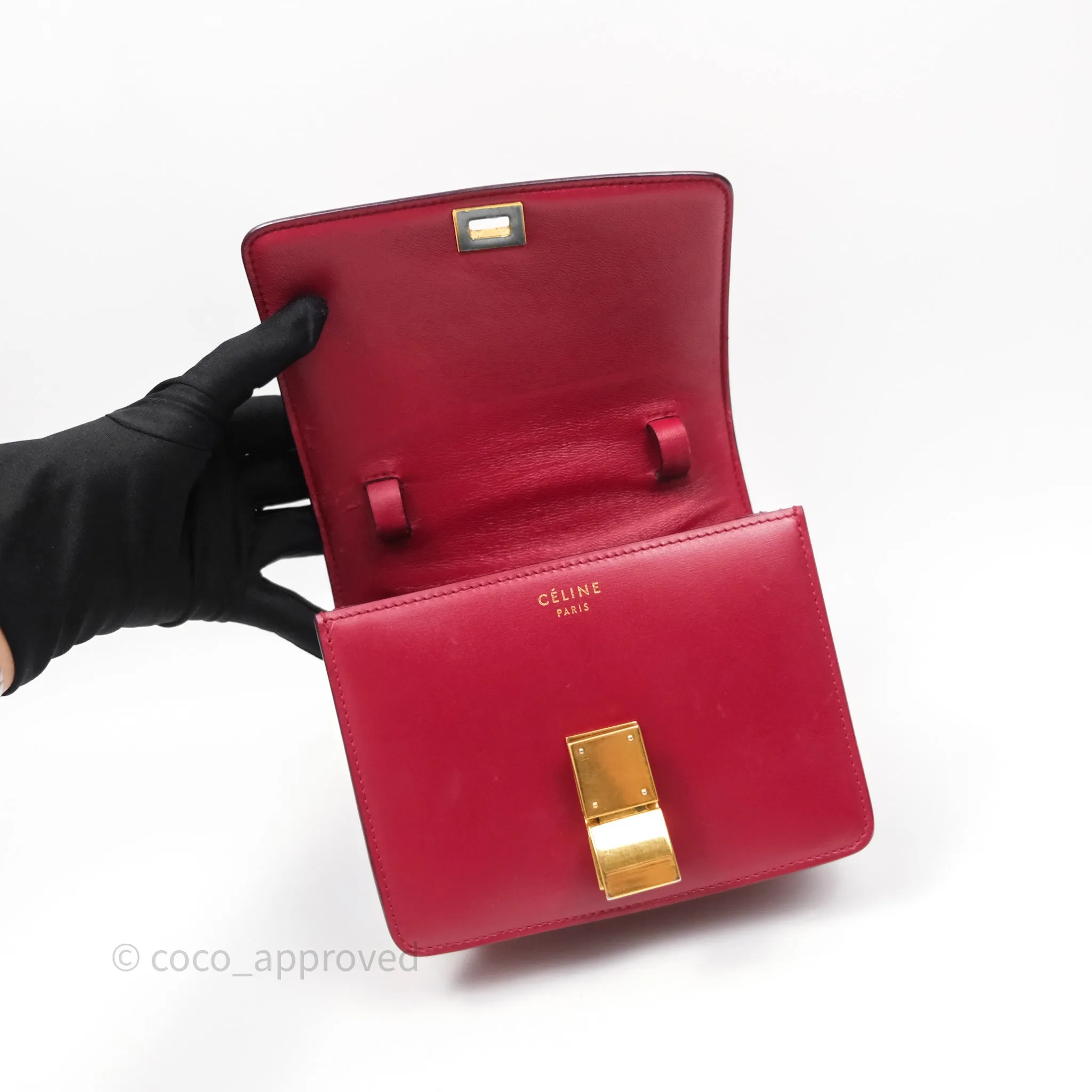 Celine Small Classic Box Flap Red Calfskin