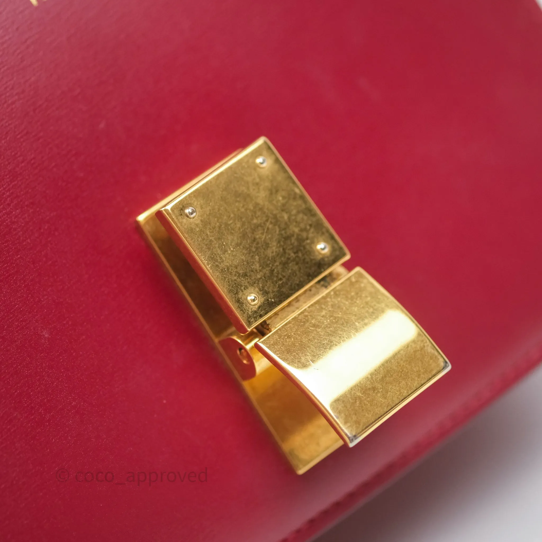 Celine Small Classic Box Flap Red Calfskin
