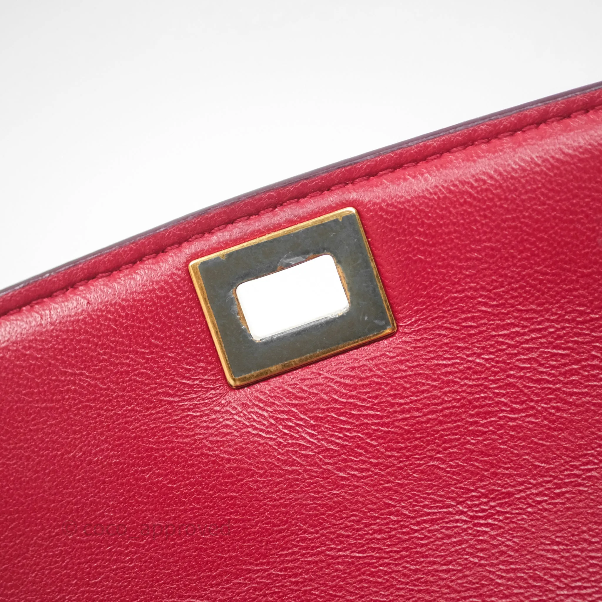 Celine Small Classic Box Flap Red Calfskin