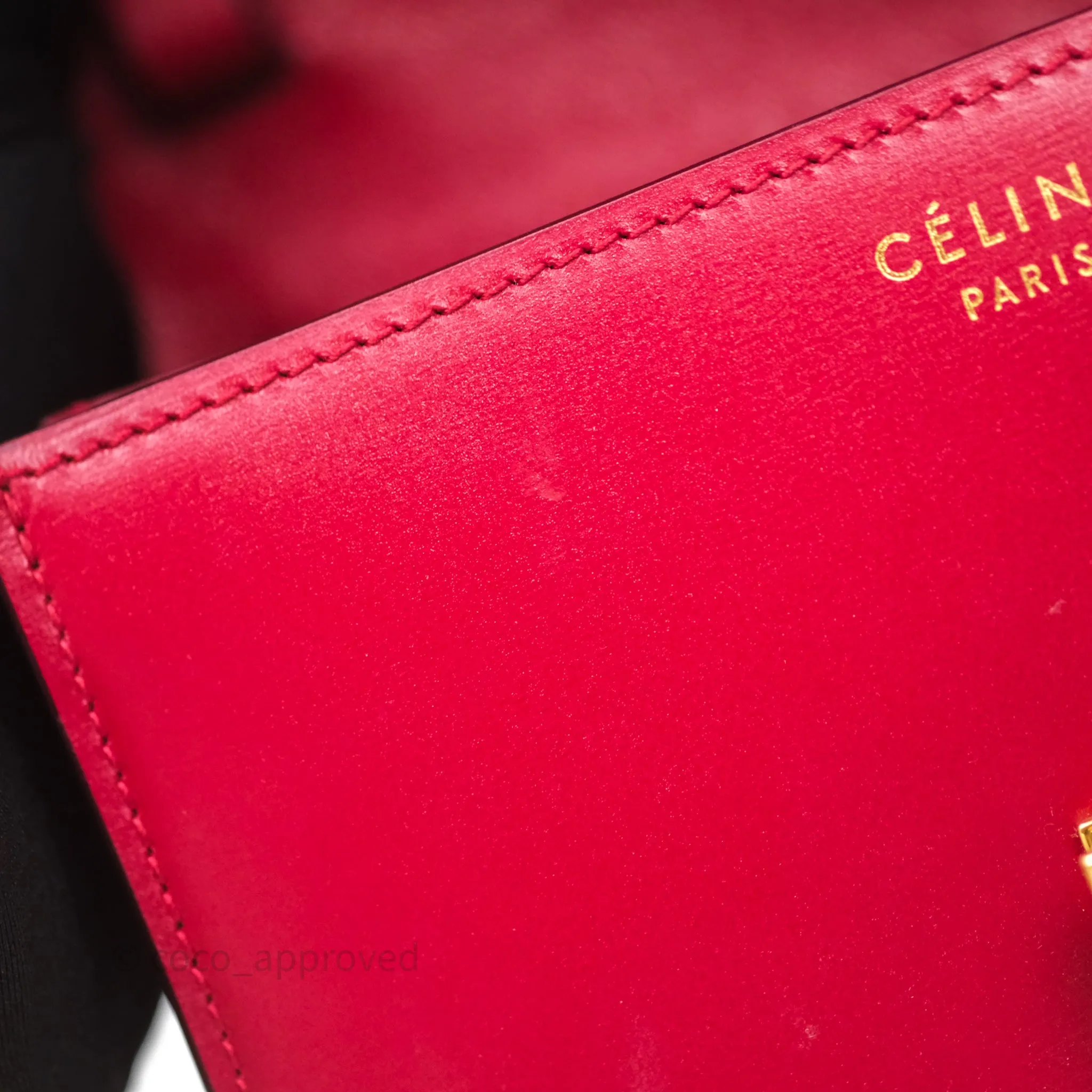 Celine Small Classic Box Flap Red Calfskin