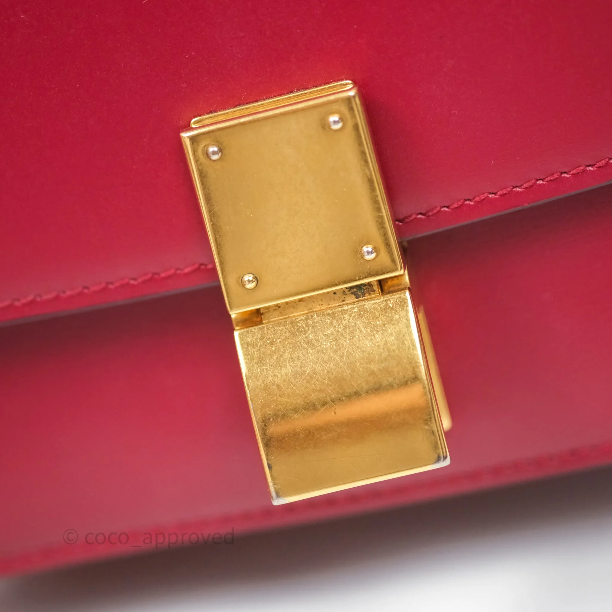 Celine Small Classic Box Flap Red Calfskin