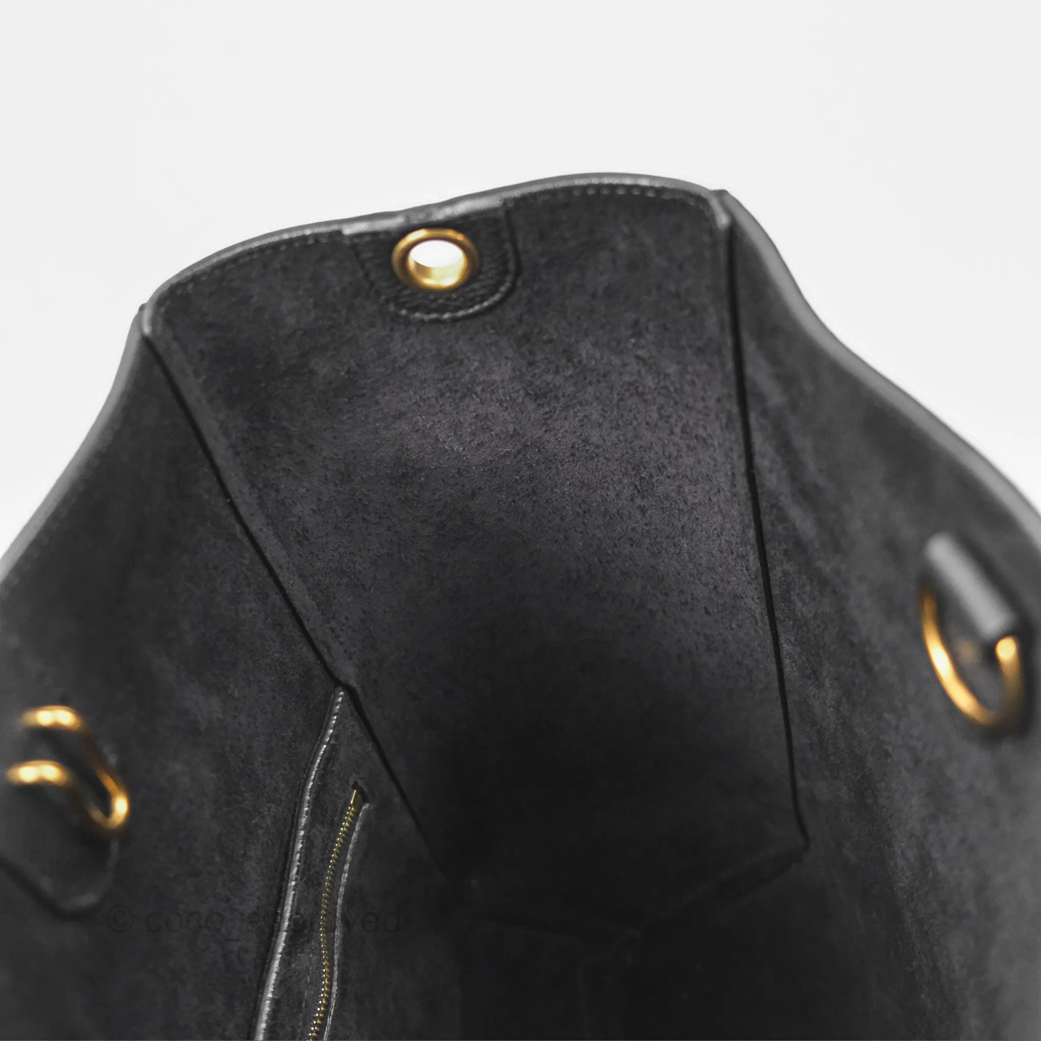 Celine Small Sangle Bucket Bag Black Grained Calfskin Gold Hardware