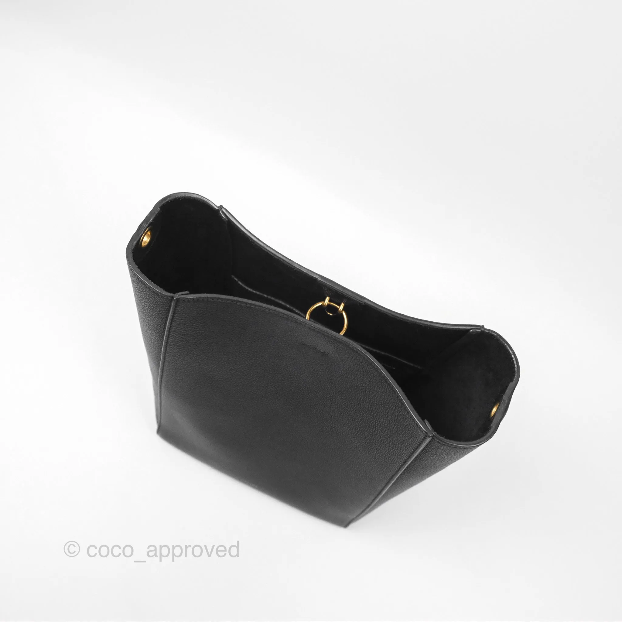 Celine Small Sangle Bucket Bag Black Grained Calfskin Gold Hardware