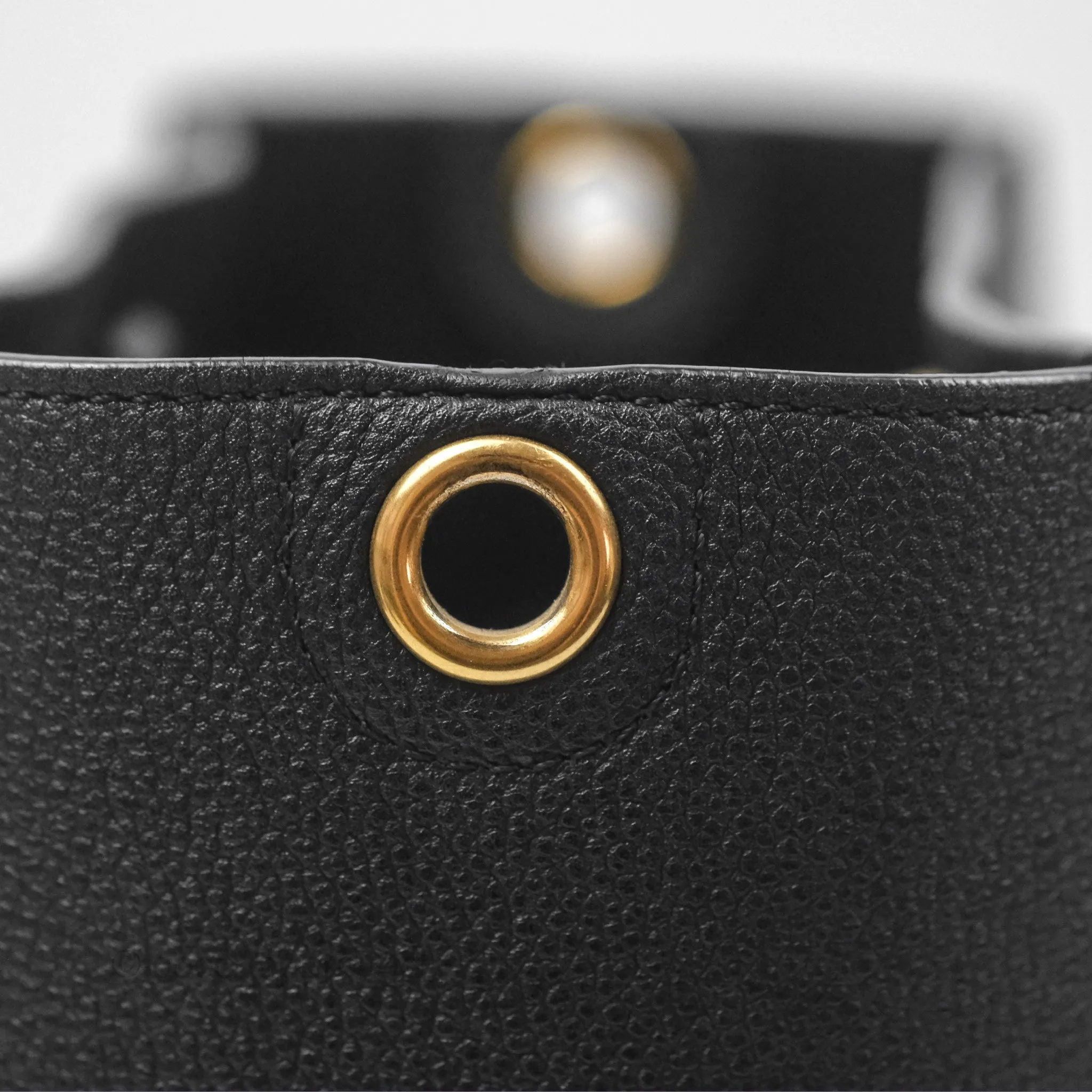 Celine Small Sangle Bucket Bag Black Grained Calfskin Gold Hardware