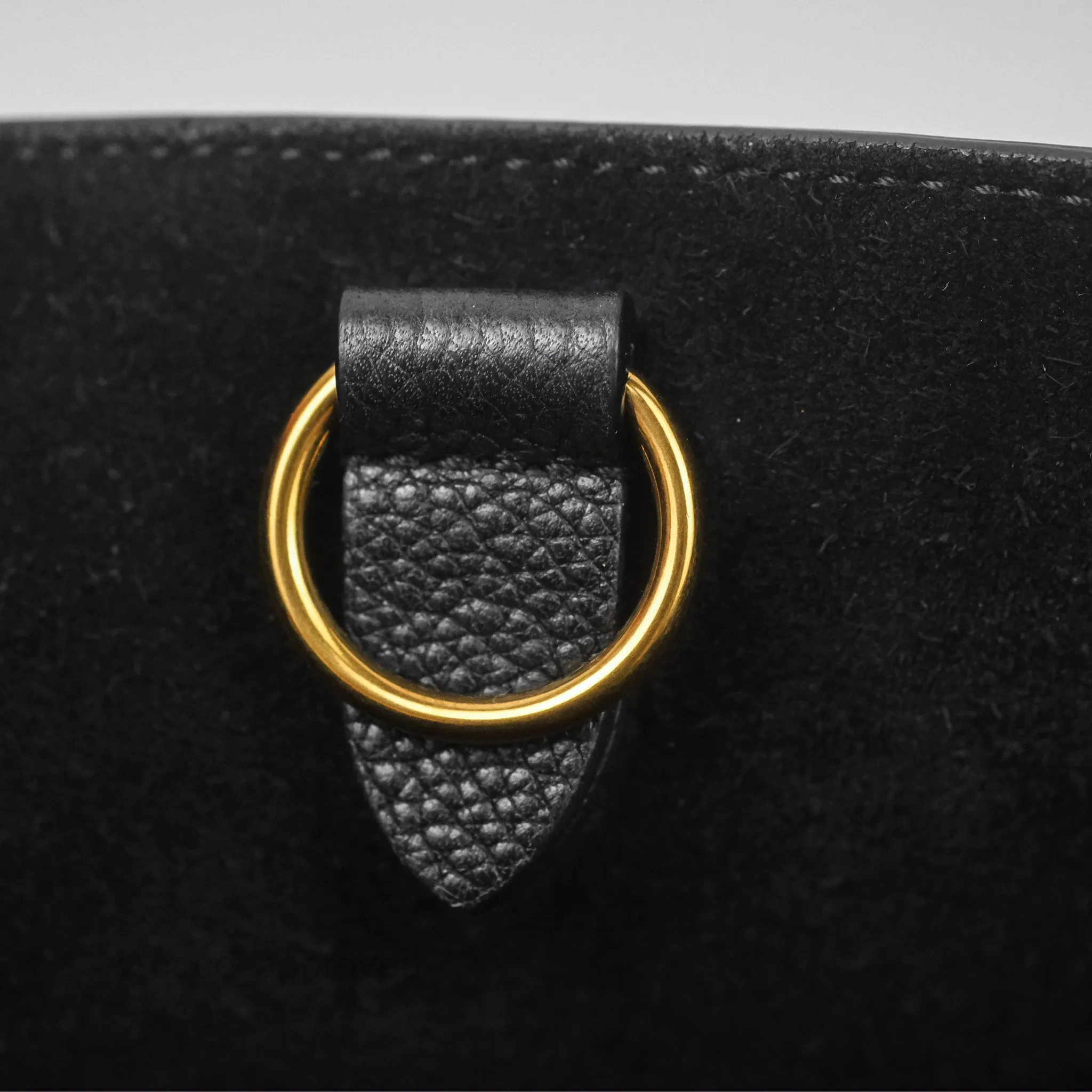Celine Small Sangle Bucket Bag Black Grained Calfskin Gold Hardware