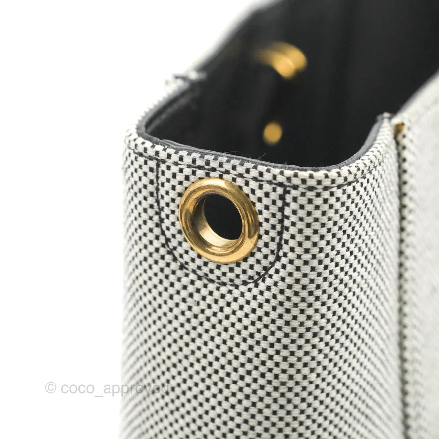 Celine Small Sangle Bucket Bag Black/Grey Textiles Gold Hardware