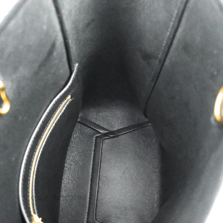 Celine Small Sangle Bucket Bag Black/Grey Textiles Gold Hardware