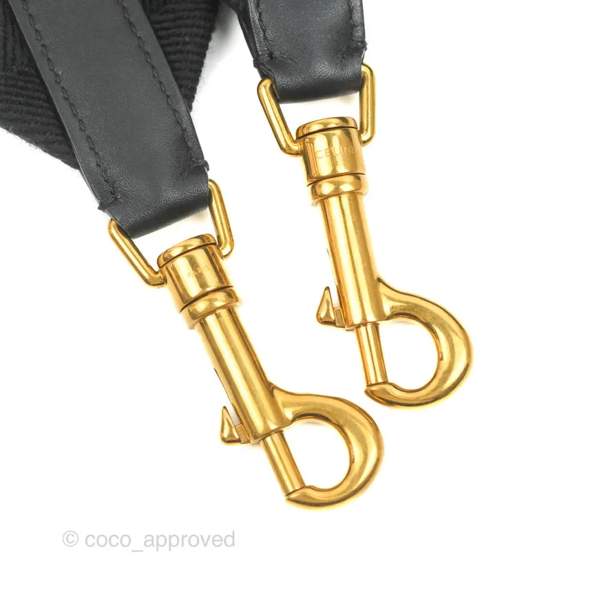 Celine Small Sangle Bucket Bag Black/Grey Textiles Gold Hardware