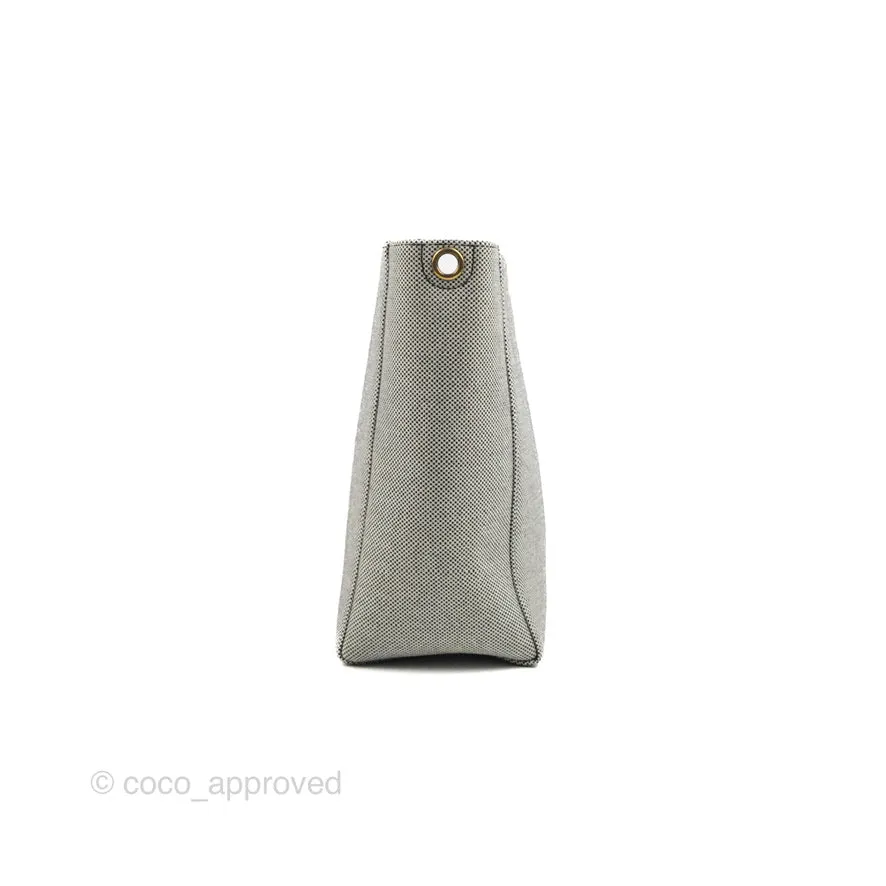 Celine Small Sangle Bucket Bag Black/Grey Textiles Gold Hardware