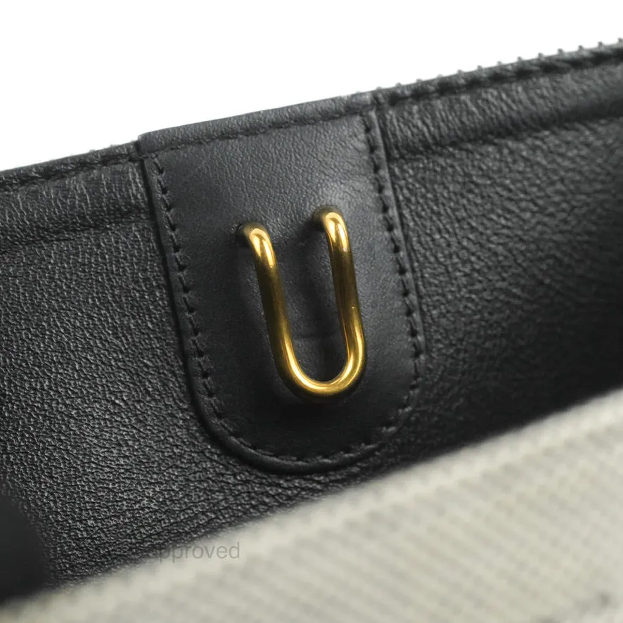 Celine Small Sangle Bucket Bag Black/Grey Textiles Gold Hardware
